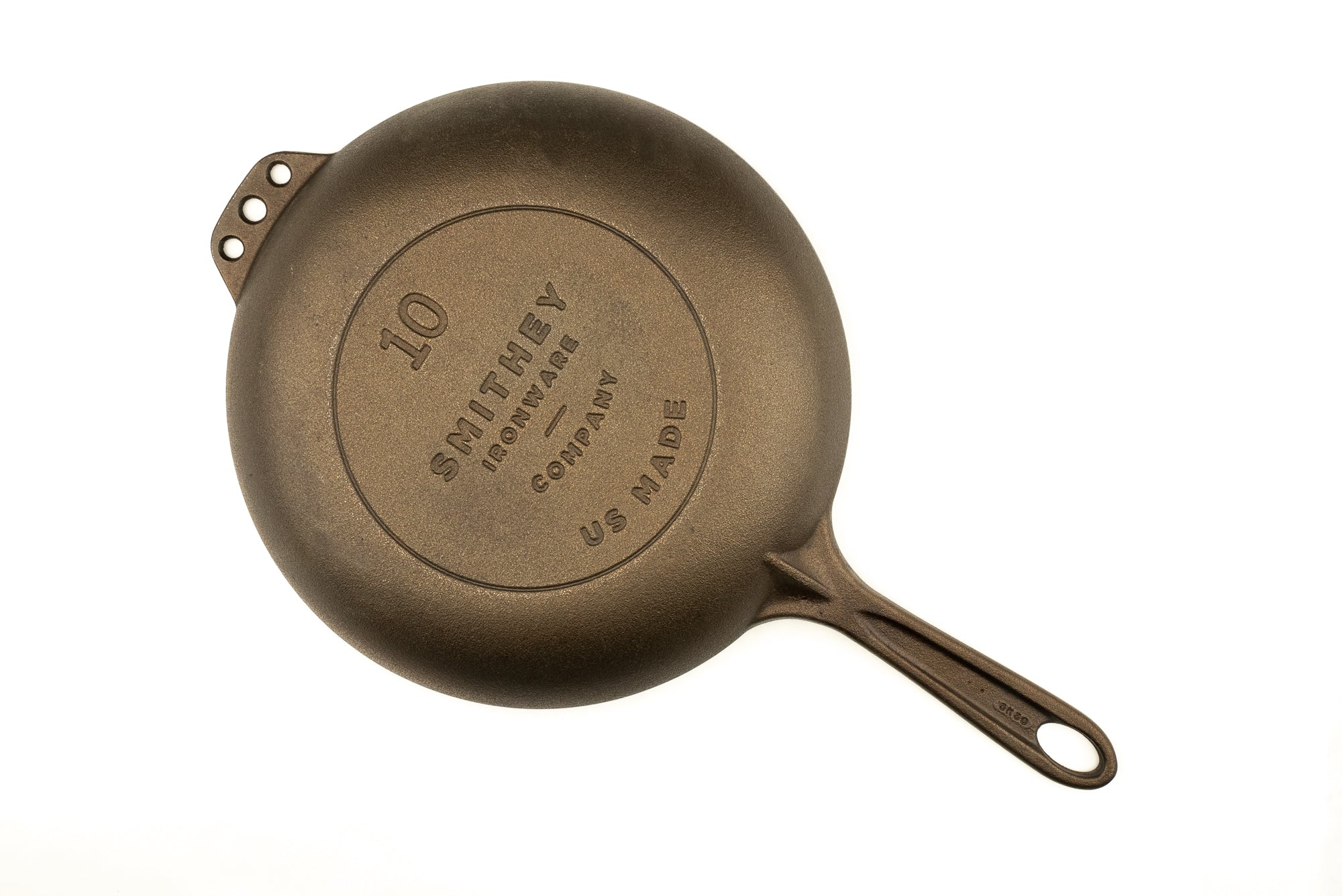 Premium Smithey No. 10 Cast Iron Chef Skillet - Heavy Duty 12-Inch Frying Pan for Professional Cooking, Camping & Outdoor Grilling