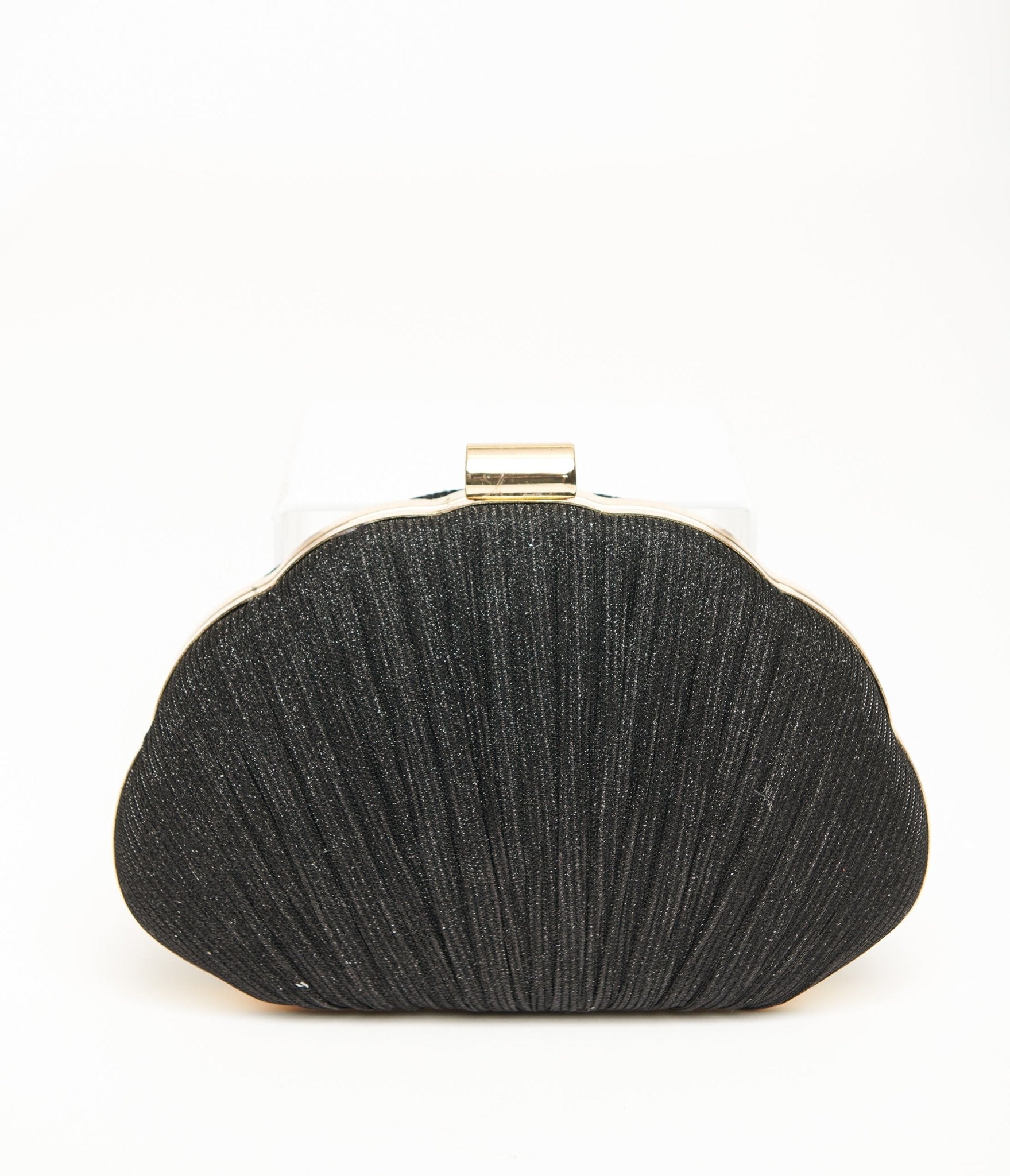 Vintage 1950s Black Sparkle Scallop Handbag - Retro Evening Clutch Purse for Women | Perfect for Cocktail Parties, Weddings & Special Occasions