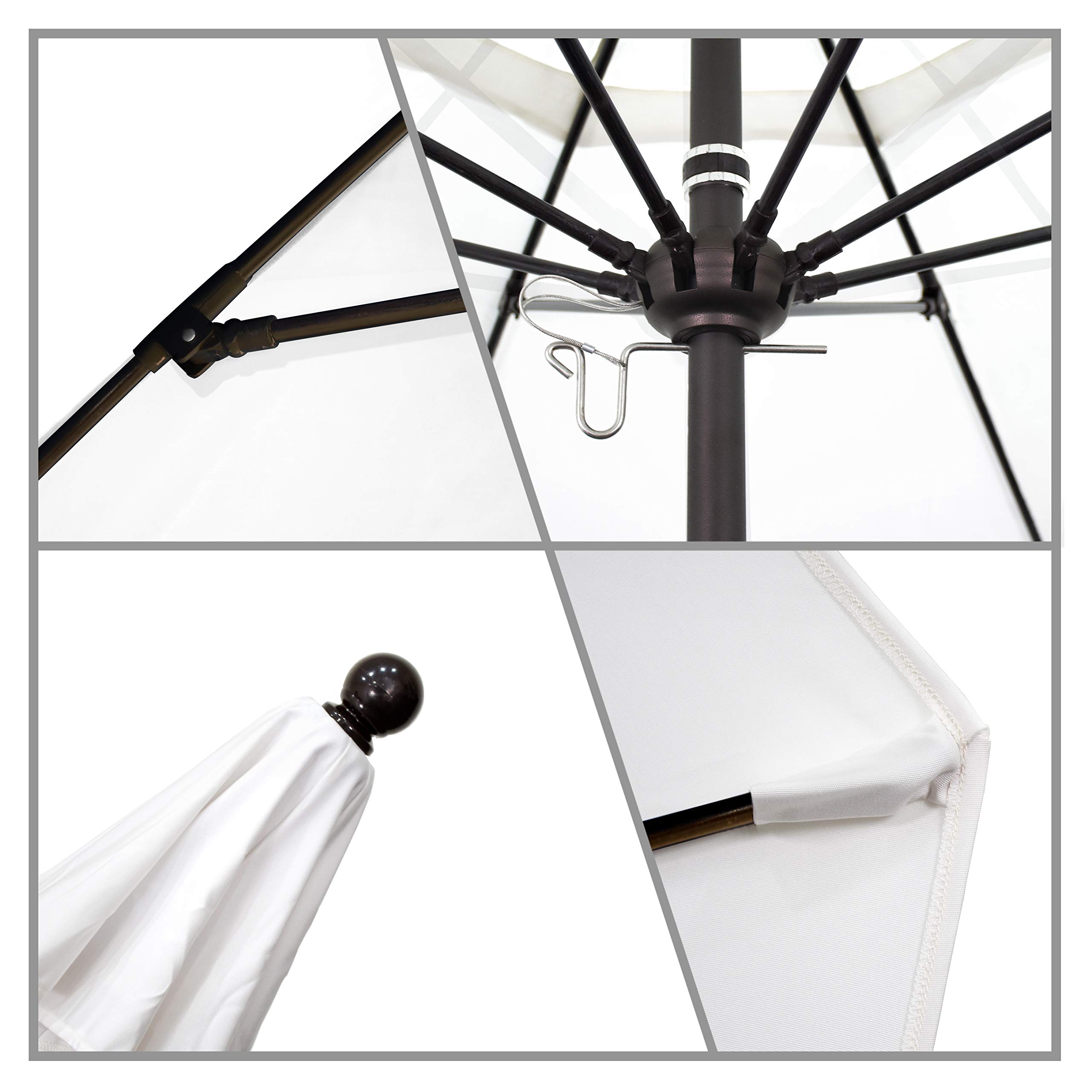 California Umbrella 9' Round Venture Series Commercial-Grade Patio Umbrella with Push-Open Pin Stop Mechanism in Bronze Finish & Sunbrella Aztec Fabric - Perfect for Outdoor Dining, Poolside Lounging, and Backyard Entertaining