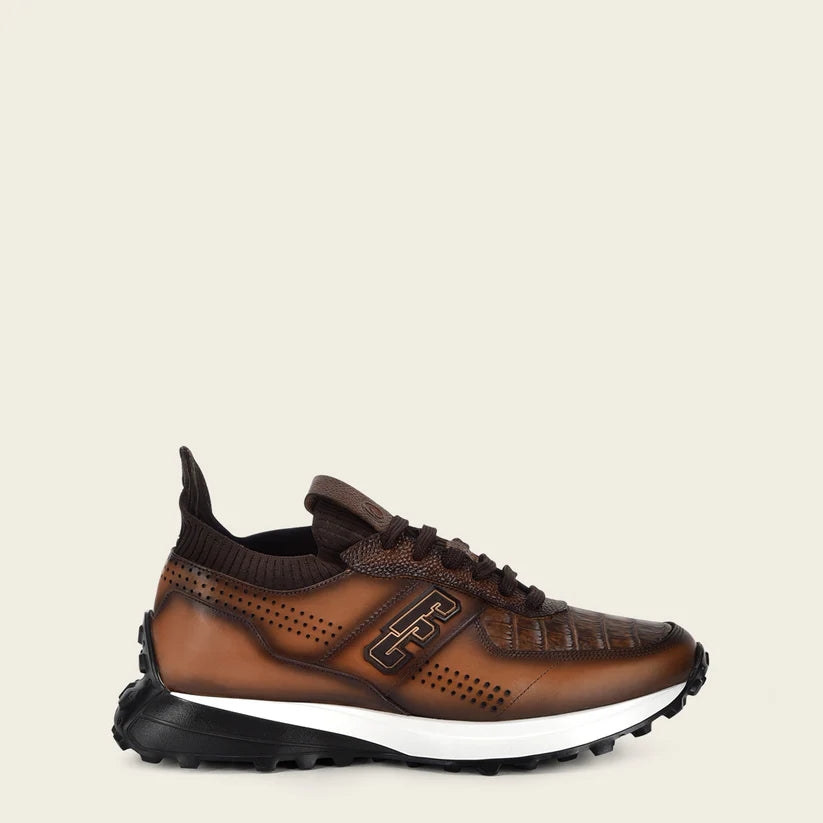 Men's Cuadra Almond Casual Fashion Caiman Leather Sneakers - Stylish & Comfortable for Everyday Wear, Office, and Outdoor Activities