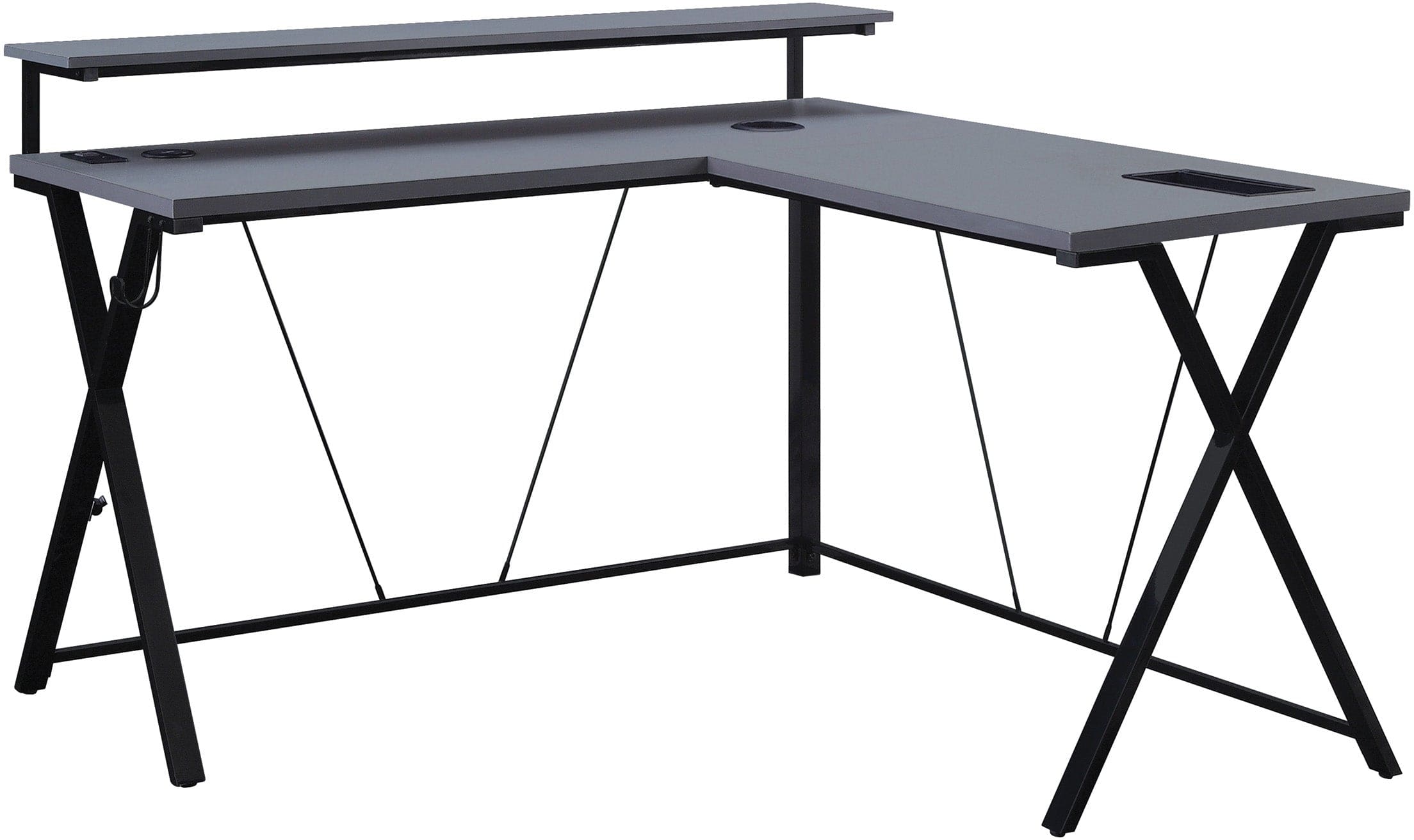 Office Star Checkpoint L-Shaped Gaming Desk [CKP5454GLD] - Ergonomic Computer Desk for Home & Office Gaming Setup, Study Workstation with Ample Space for Monitors & Accessories