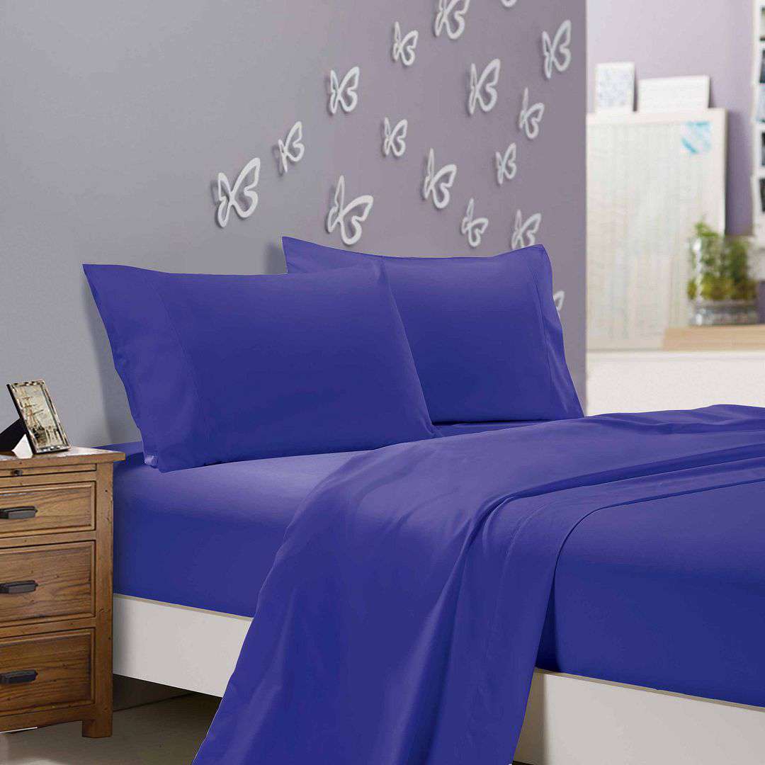 1000 Thread Count Ultra Soft Queen Size Sheet Set - Royal Blue Flat & Fitted Bed Sheets for Luxurious Comfort | Perfect for Master Bedroom, Guest Room & Hotel Use