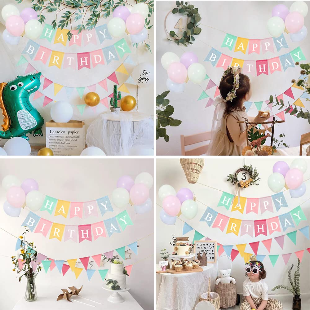 Vibrant Happy Birthday Banner & 6pcs Gold Glitter Confetti Balloons - Premium Birthday Party Decorations for Indoor/Outdoor Celebrations, Baby Showers & Anniversary Parties