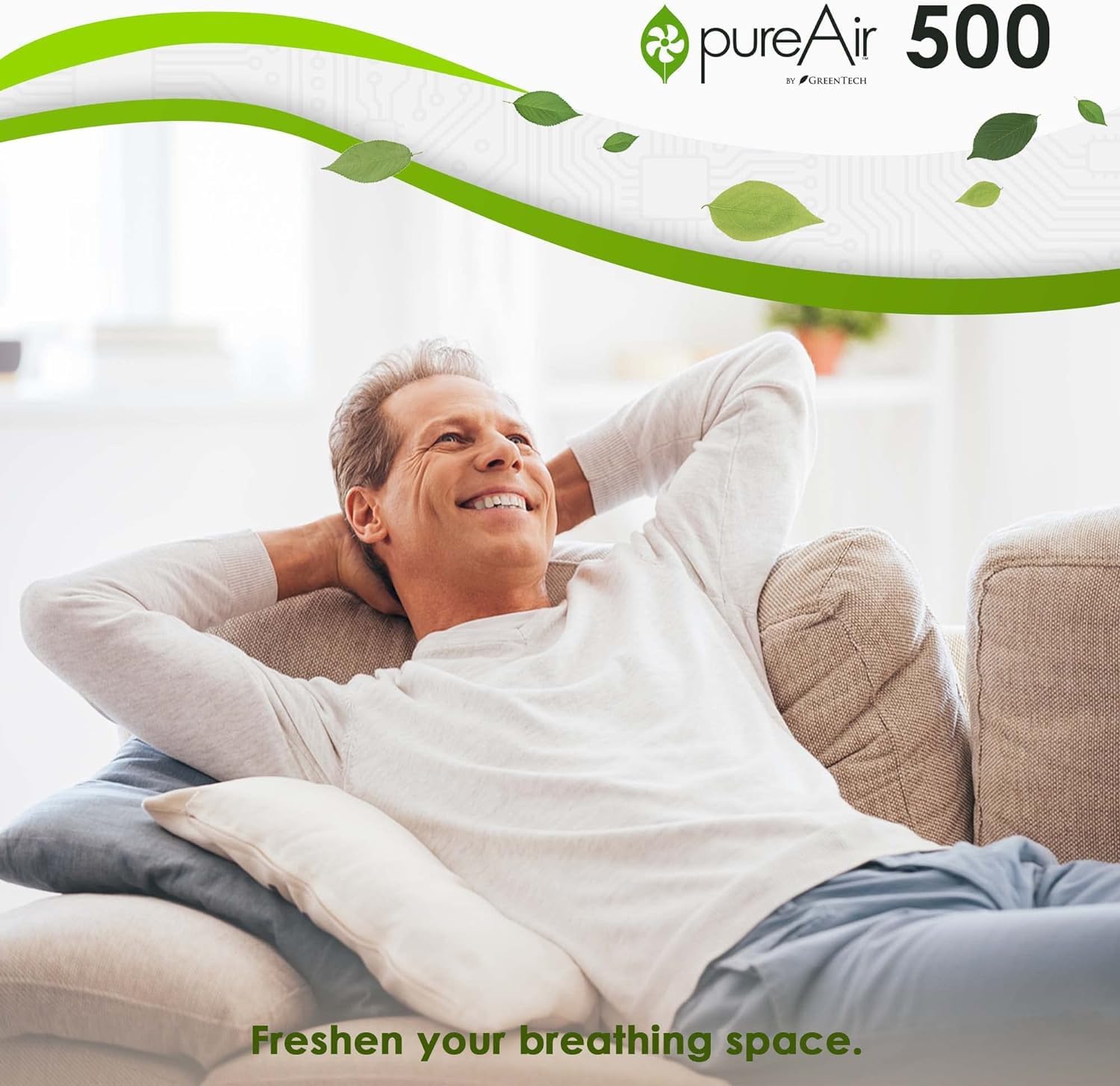 Greentech Environmental pureAir 500 - Portable Air Purifier for Home & Office | Covers 850 Sq Ft | Eliminates Odors & Allergens | Easy Setup | Perfect for Bedrooms, Living Rooms & Workspaces