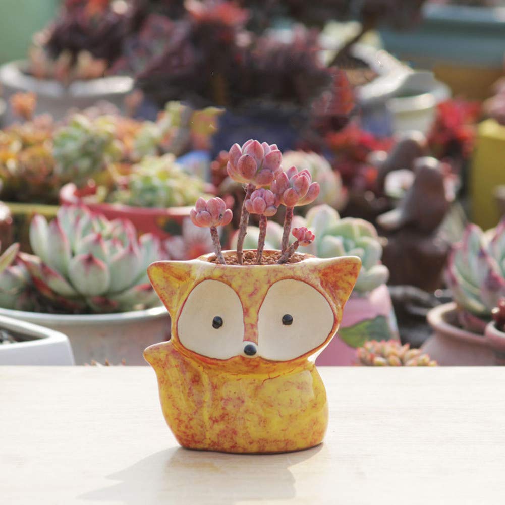 Creative Lovely Fox-Shaped Flower Pot for Succulents | Cute Animal Planter Vase | Home & Garden Decor (Light Yellow) | Perfect for Windowsill, Office Desk & Indoor Plants