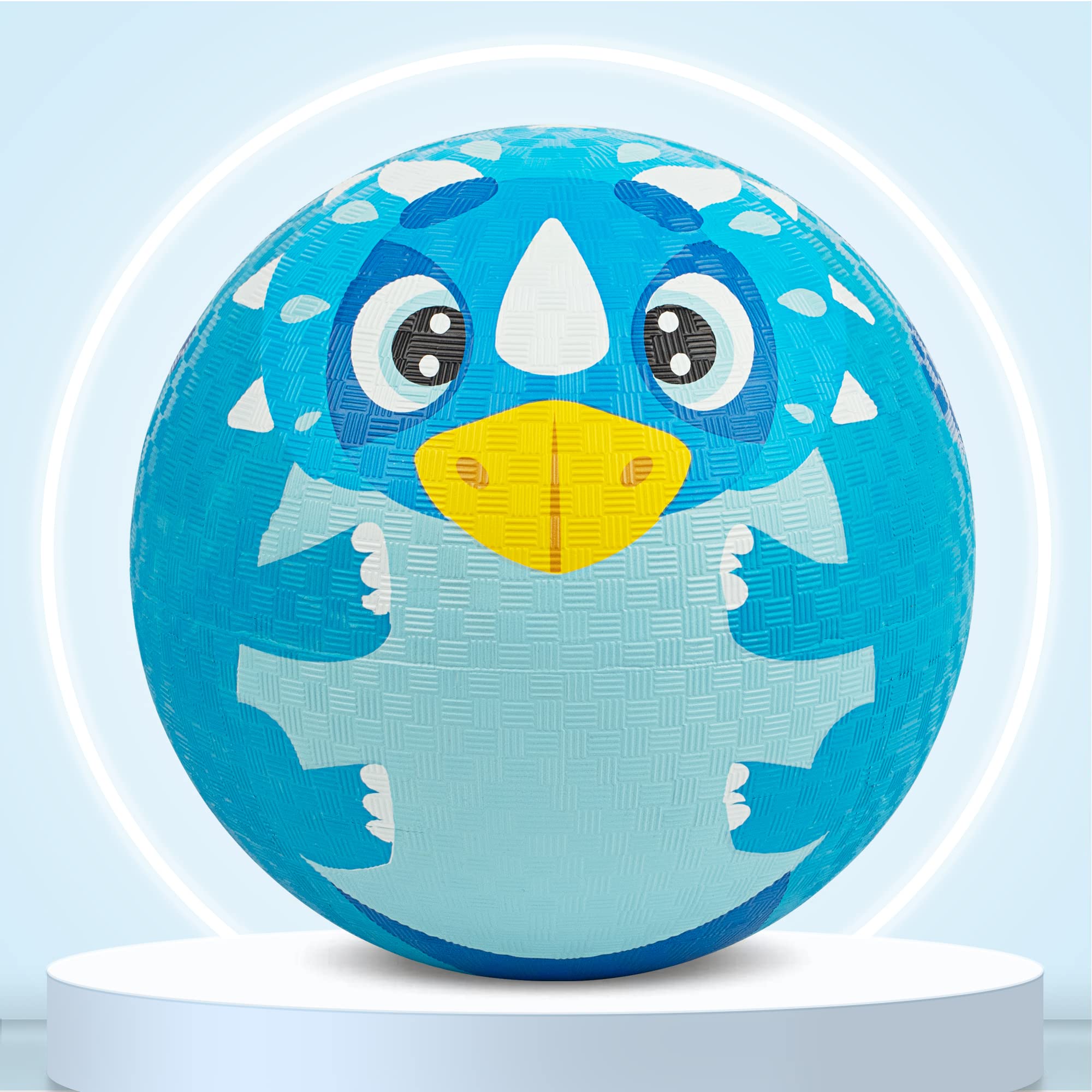 2Pcs Dinosaur Rubber Balls - 8.5 Inch Kickballs & Dodge Balls for Kids Ages 4-12 | Includes Pump & Drawstring Bags (Blue Triceratops + Red Pterosaur) | Perfect for Playground, Backyard, Gym Class & Outdoor Games
