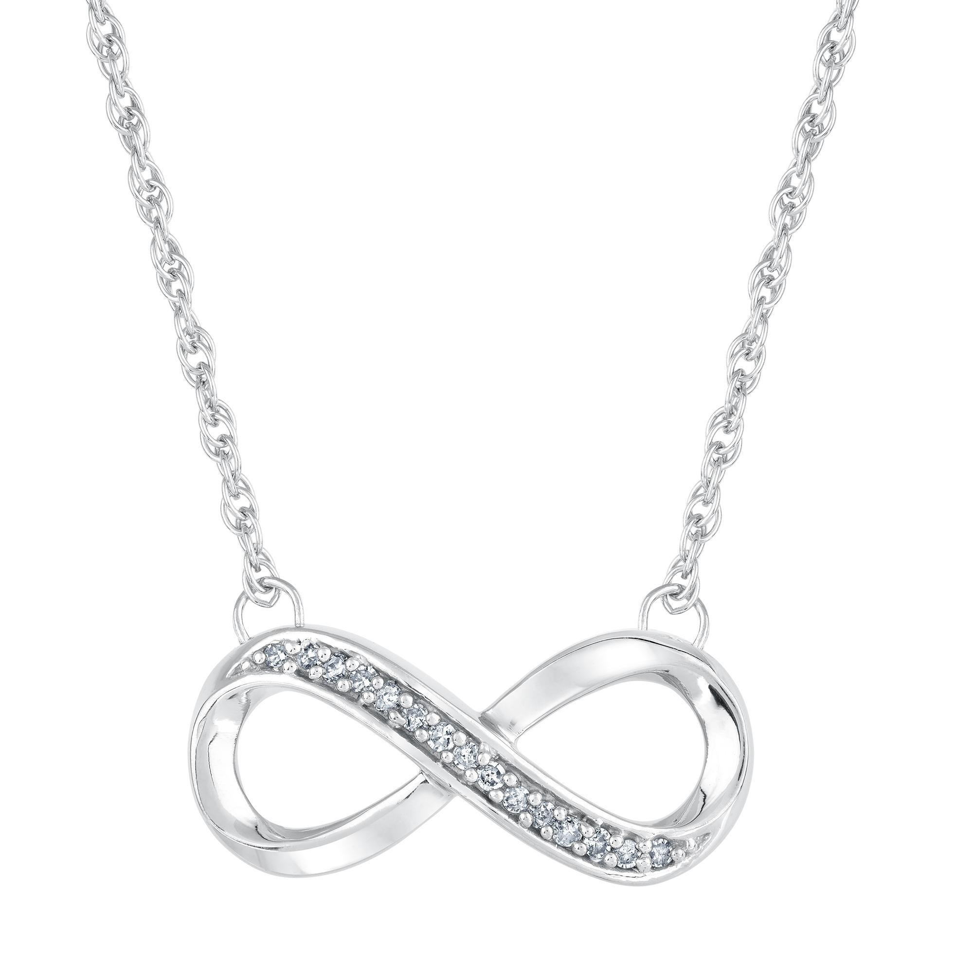 925 Sterling Silver Infinity Pendant Necklace with 1/10 CTW Diamond Accent - 16