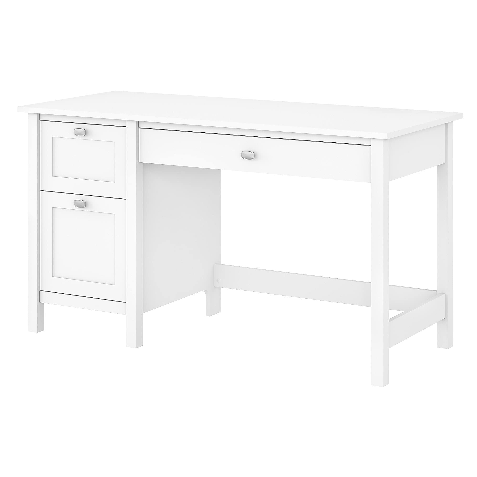 Bush Furniture Broadview 54-Inch Wide Computer Desk with 2 Drawers, Pure White - Home Office Desk for Small Spaces, Study & Workstation Setup