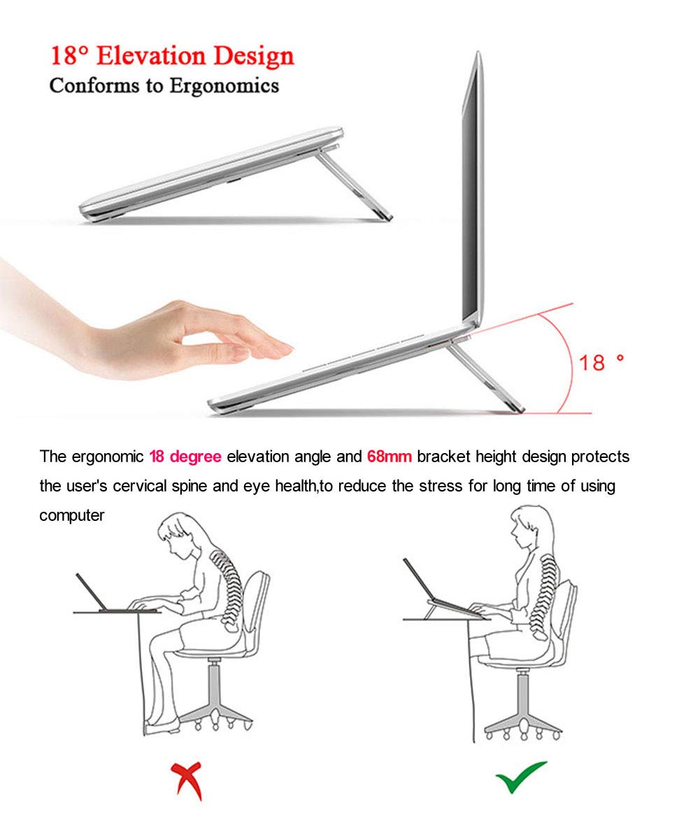 Portable Aluminum Laptop Stand - Foldable & Adjustable Computer Holder for MacBook Pro/Air, iPad, Notebook - Perfect for Home Office, Travel & Workspace Ergonomics
