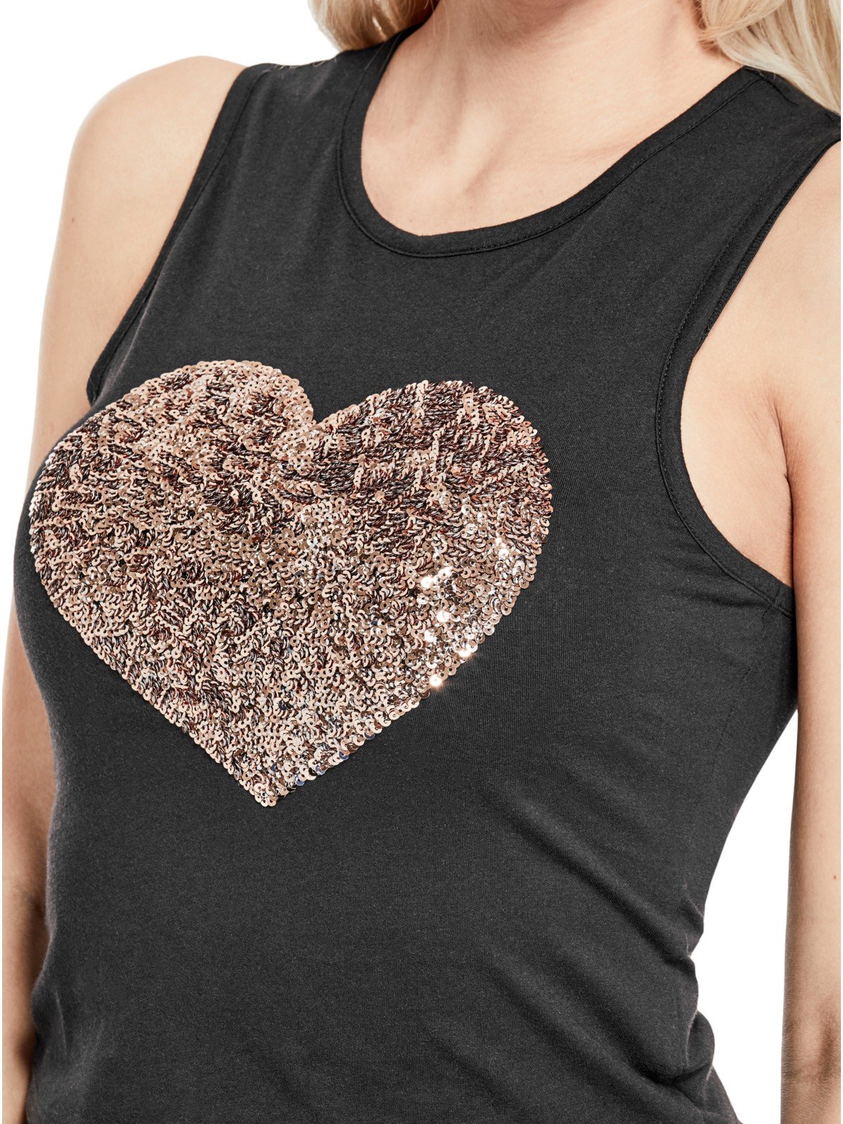 GUESS Factory Women's Lace Sequin Graphic Tank Top - Sexy Casual Blouse for Parties, Night Out & Summer Wear