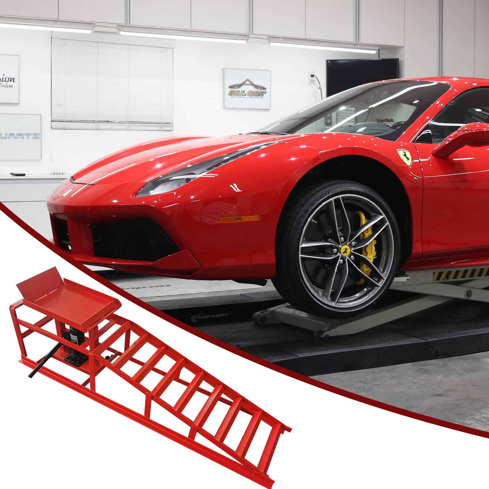 Wuyule 2PCS Heavy Duty Car Ramps - 10,000lbs Capacity Hydraulic Vehicle Lift for Car & Truck Repair | Perfect for DIY Auto Maintenance, Oil Changes & Tire Rotation
