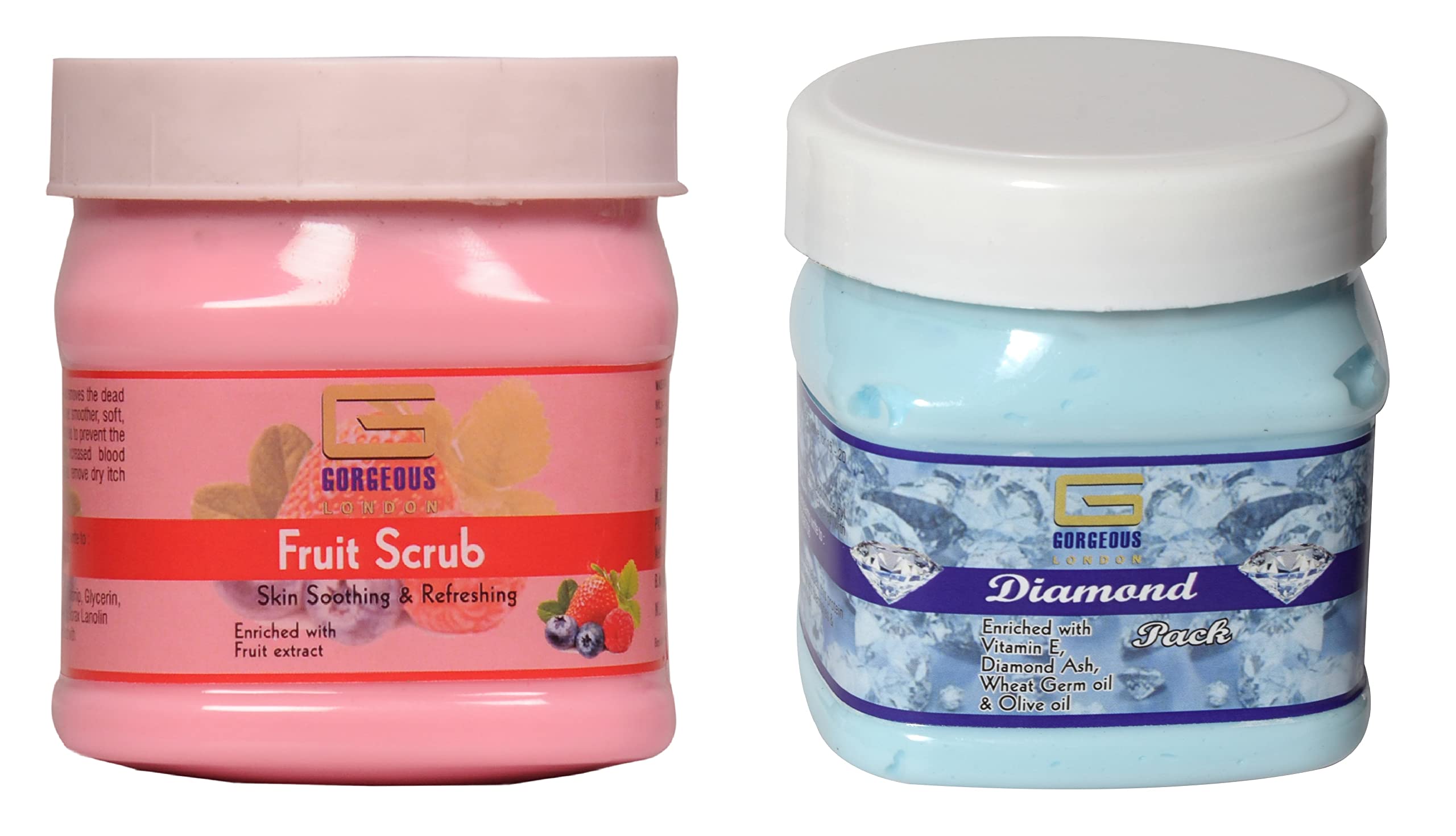 Exfoliating London Fruit Scrub & Diamond Face Mask Combo Set - 2 Pack (450ml Each) for Glowing Skin | Spa Day & At-Home Facial Treatment