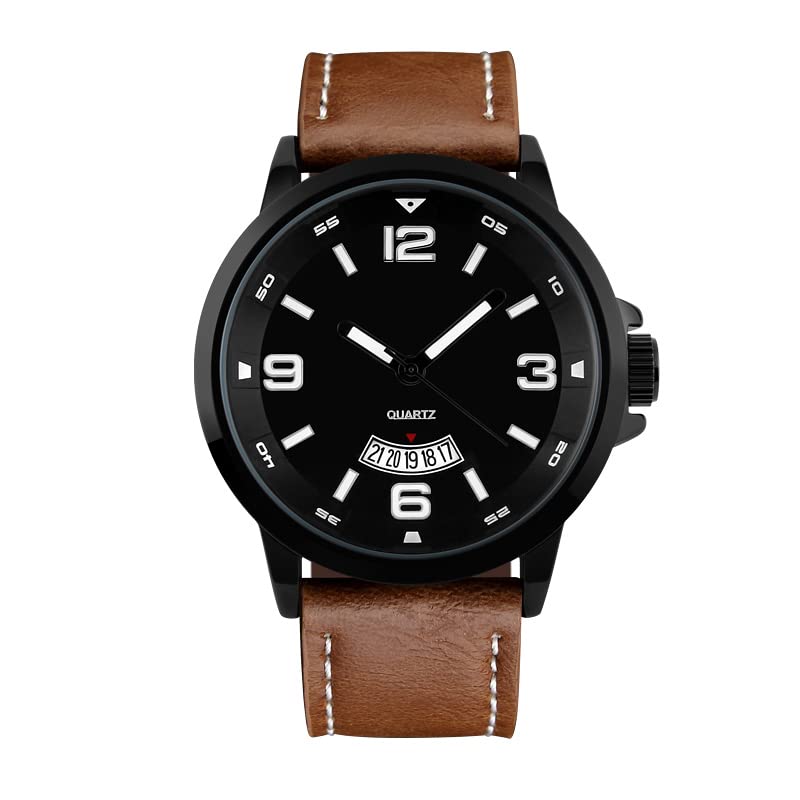 Men's Military Sports Watch - Waterproof Quartz with Leather Strap for Outdoor & Army Use