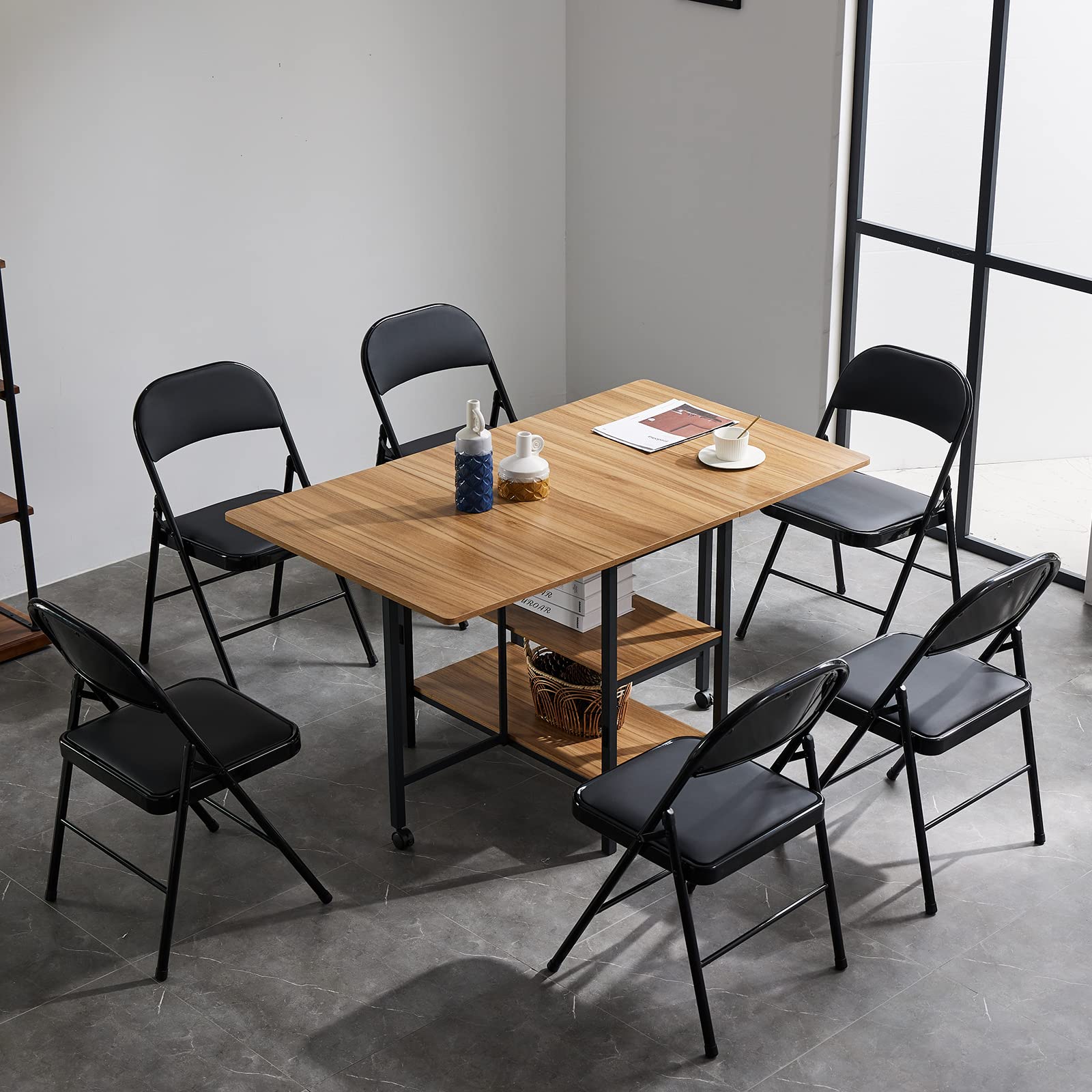 6 Pack Black Folding Chairs with Padded Seat & Back - Heavy Duty Steel Frame Stackable Chairs for Outdoor/Indoor Use - 330lbs Capacity - Perfect for Weddings, Parties, Offices, Events & Commercial Spaces