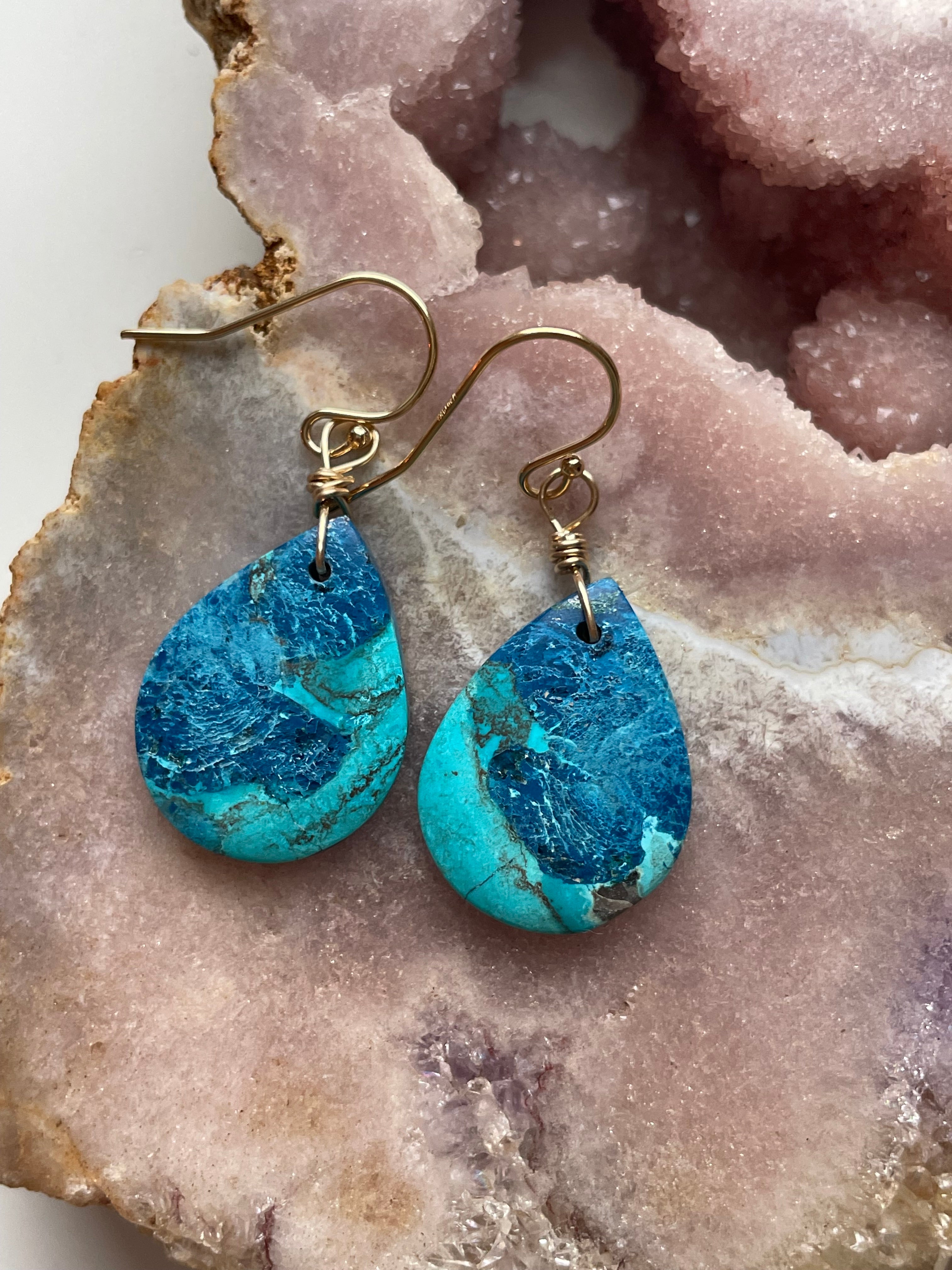 Shattuckite Gold Filled Earrings for Women - Handmade Boho Crystal Jewelry - Perfect for Gifts, Parties & Everyday Wear