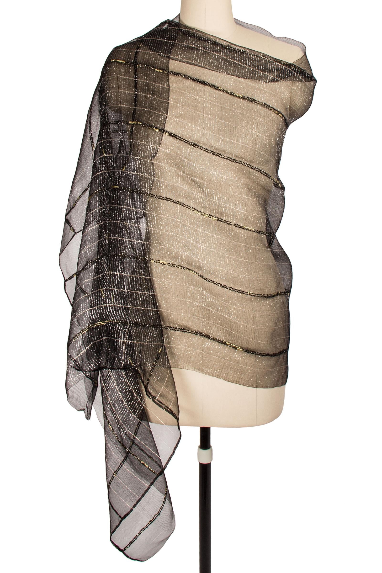 Elegant Sheer Sequin Silk Scarf for Women - Lightweight Fashion Accessory for Parties, Weddings & Evening Events