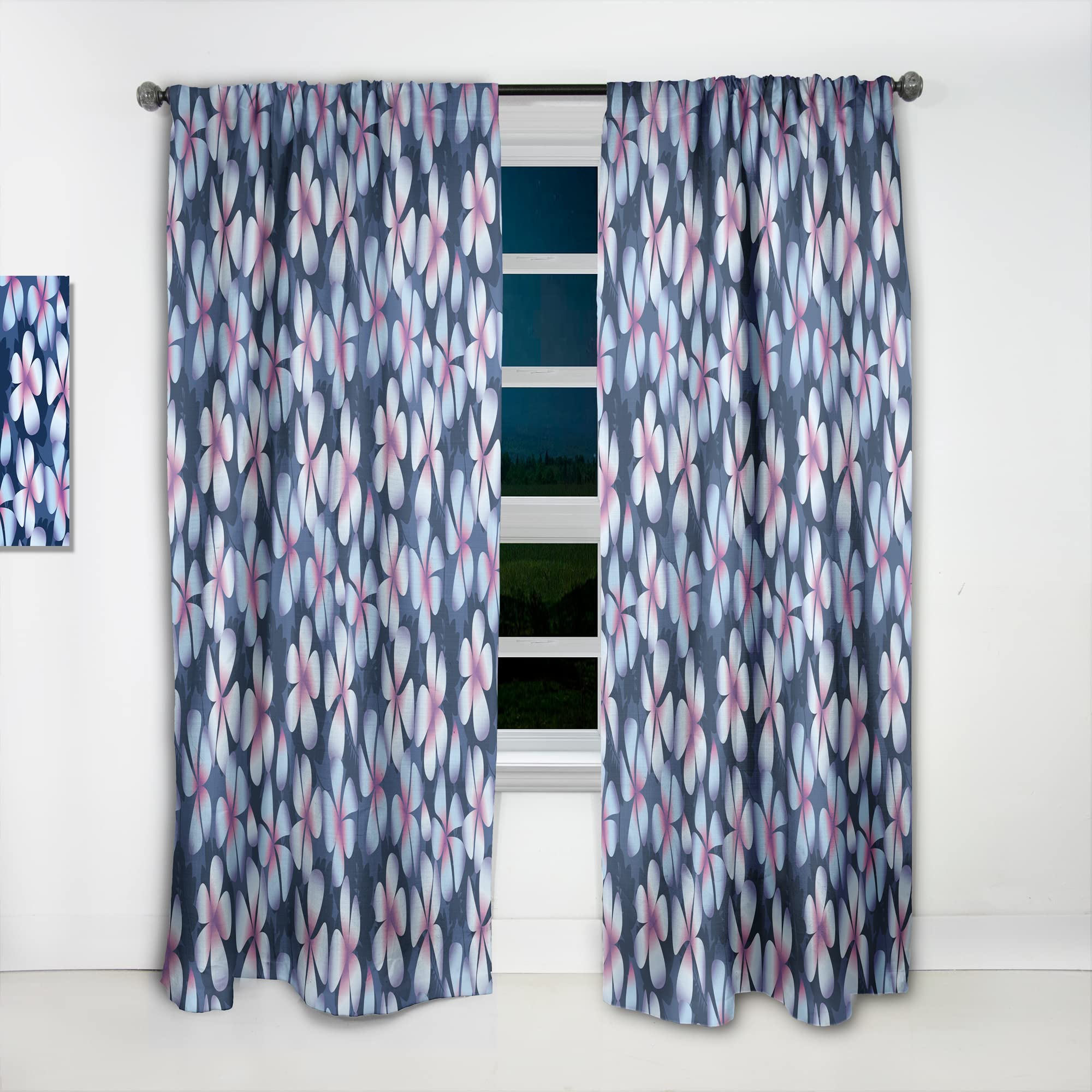 DesignQ Retro Frangipani Flower Curtains - Thermal Insulated Blackout Drapes for Bedroom & Living Room - 52x95 Inch Single Panel - Perfect for Home Decor & Light Control