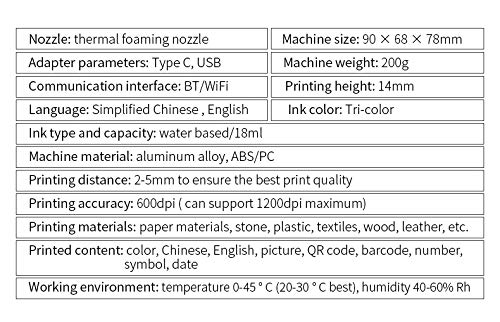PEKOKO Portable Mini Handheld Inkjet Printer - Wireless Barcode & Label Printer, 1200dpi High Resolution for Home, Office & Retail Use