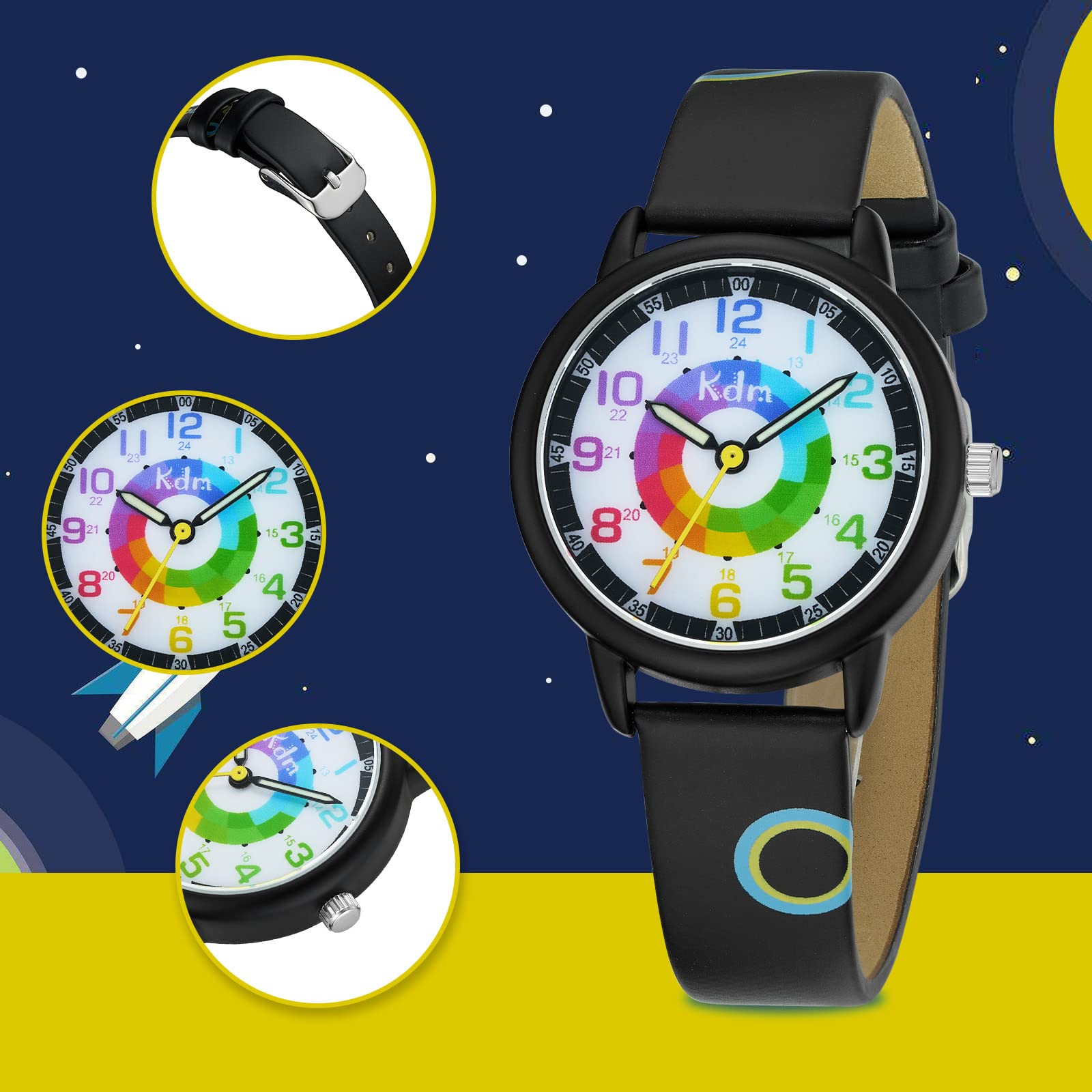 CIVO KDM Analog Kids Watch for Boys and Girls - Waterproof Children's Watch with Adjustable Strap - Educational Time Teaching Watch for Kids - Perfect Birthday Gift, Back to School, and Daily Use