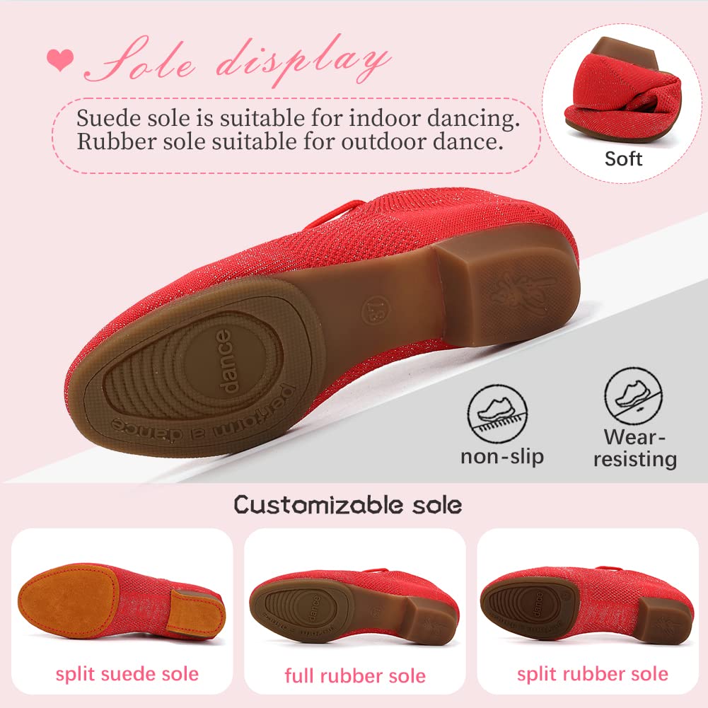 YKXLM Women's Standard Practice Social Dance Sneakers - Low Heel Ballroom Shoes for Beginners | Perfect for Latin, Salsa & Wedding Dance Practice