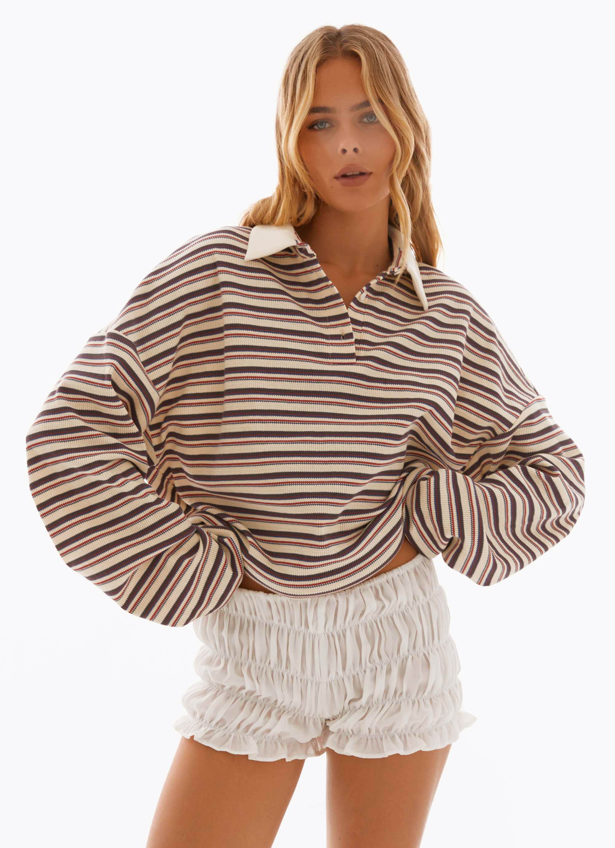 Champion Oversized Polo Shirt for Men & Women - Multi Stripe Casual Tee | Comfortable Cotton Blend | Perfect for Streetwear, Gym & Everyday Outfits