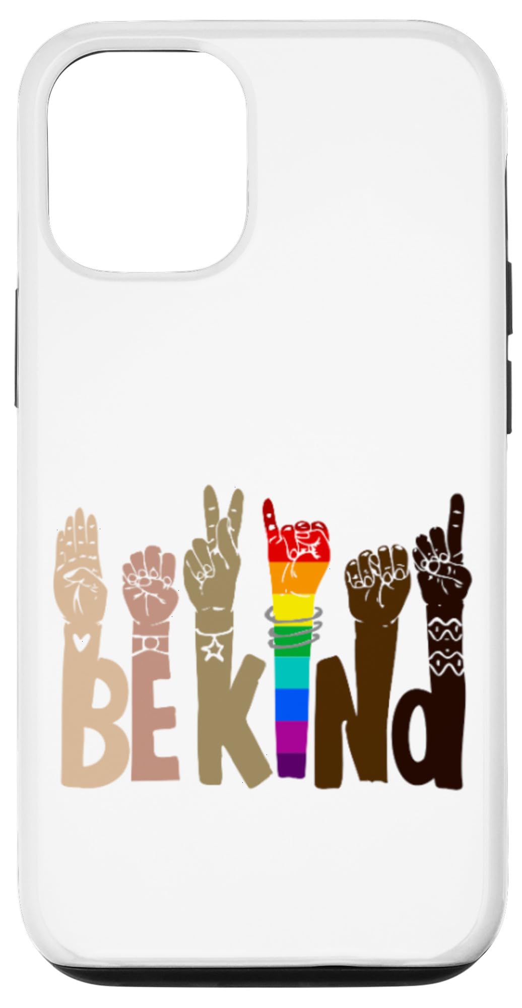iPhone 12/12 Pro Case with Be Kind Sign Language & Rainbow Design - Support Black Lives Matter & LGBTQ+ Pride - Durable Protective Cover for Everyday Use & Special Occasions