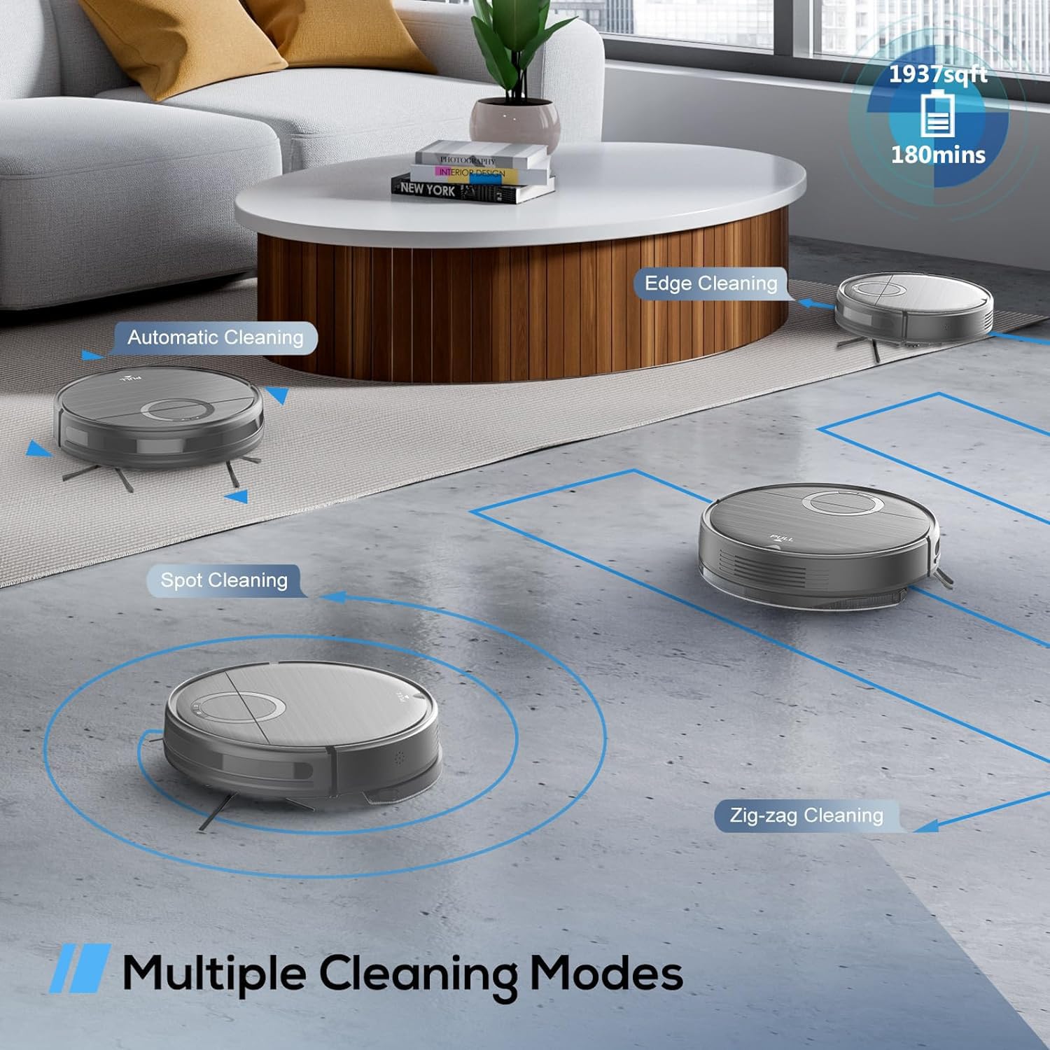 MAMNV 2-in-1 Robot Vacuum and Mop Combo with 2000Pa Max Suction, Wi-Fi/App Control, Self-Charging - Smart Robotic Cleaner for Pet Hair, Hard Floors & Low-Pile Carpets | Perfect for Home, Office & Apartment Cleaning