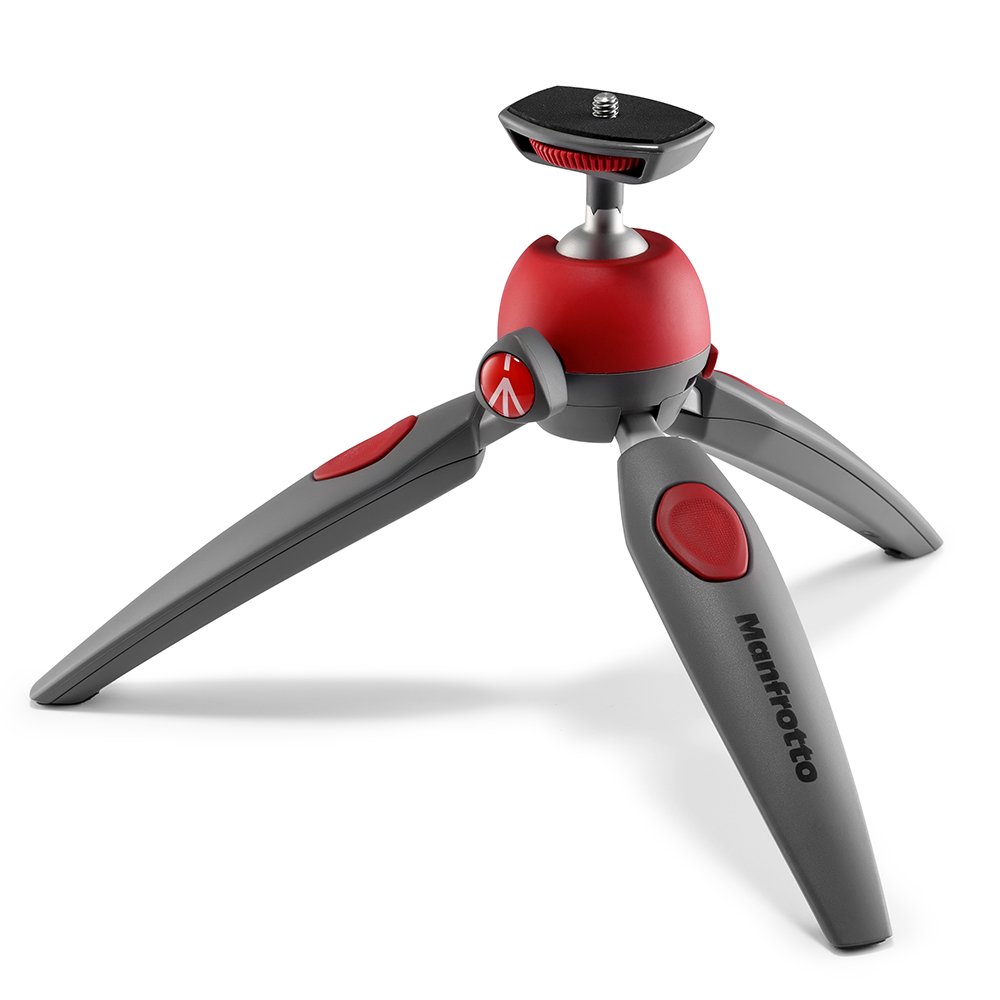 Manfrotto MTPIXIEVO-RD PIXI EVO 2-Section Mini Tripod for DSLR, Mirrorless & Compact Cameras - Foldable, Lightweight, Red - Perfect for Travel, Vlogging & Photography