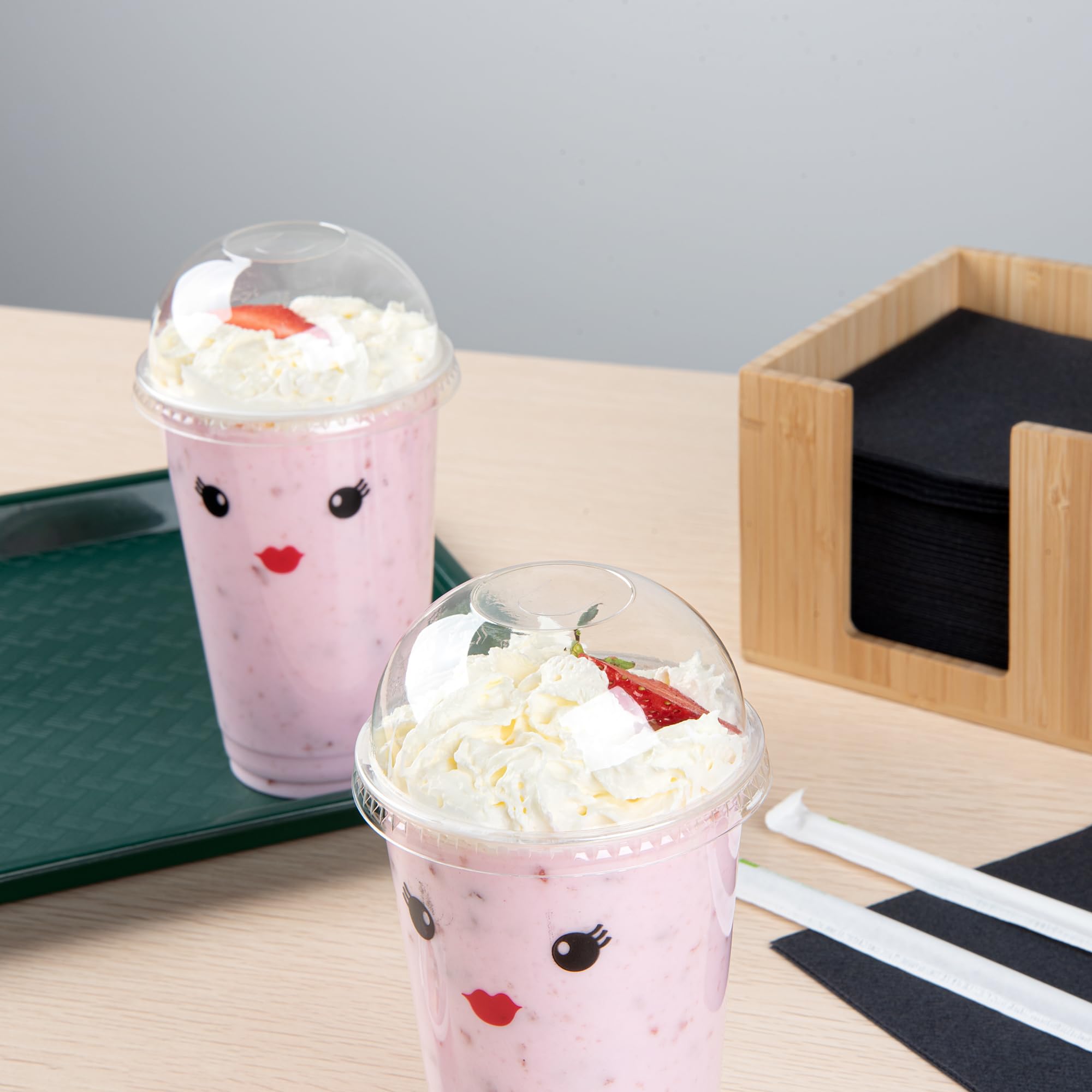 Visage Dome Lids for 9, 12 & 16 Oz Disposable Cups - 1000 Clear Plastic Drink Cup Lids with Straw Slot | Restaurantware Compatible | Perfect for Coffee Shops, Bubble Tea & Takeout Beverages