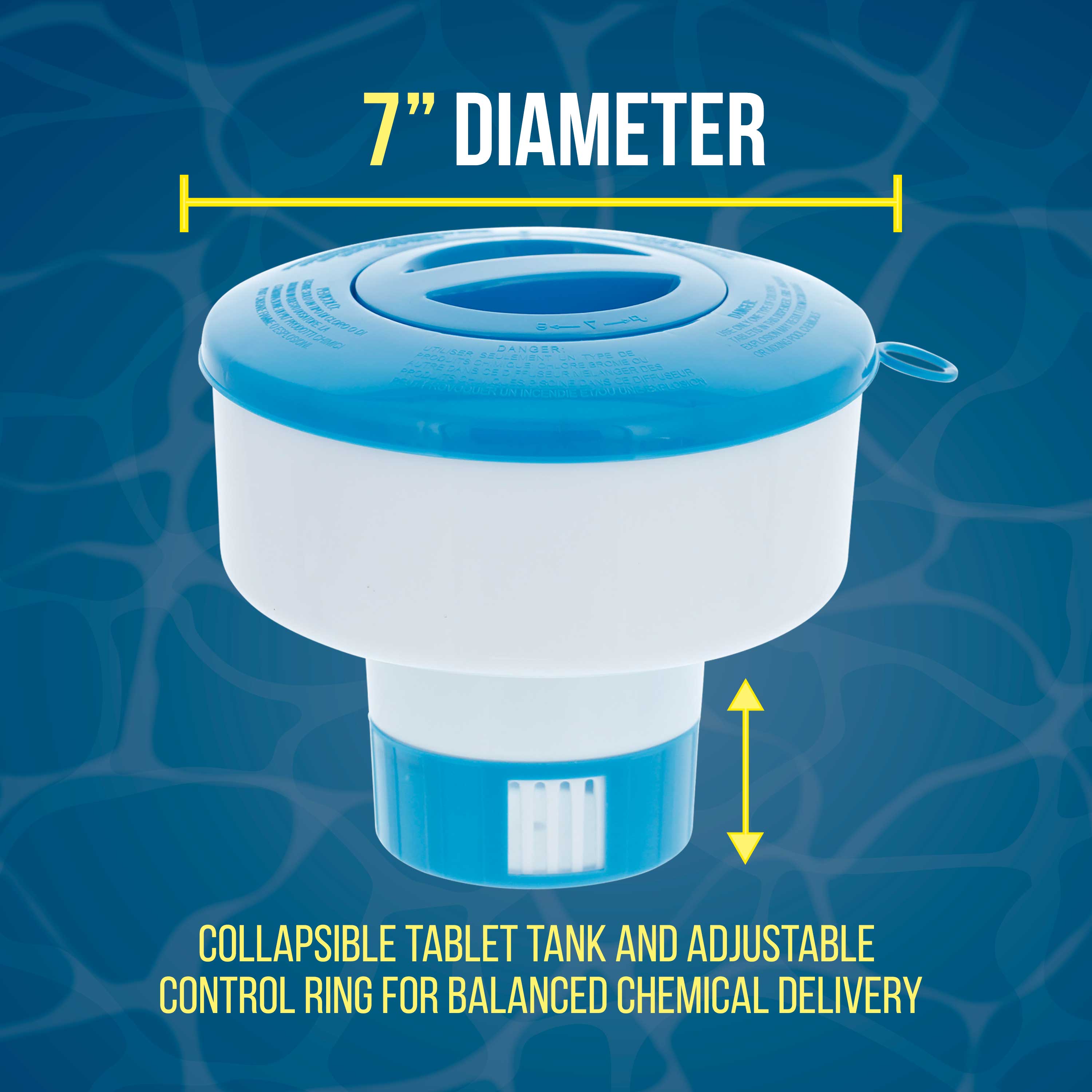 U.S. Pool Supply® Floating Chlorine Tablet Dispenser - 7 Inch Collapsible Chemical Dispenser for Swimming Pools | Perfect for Inground & Above Ground Pools, Spas & Hot Tubs