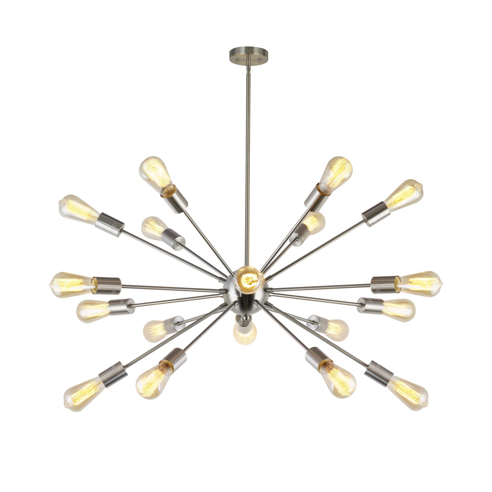 BONLICHT 18-Light Sputnik Chandelier - Modern Brushed Nickel Ceiling Pendant Light Fixture, Mid Century Industrial Flush Mount Lighting for Living Room, Dining Room, Bedroom, Entryway, and Office Spaces