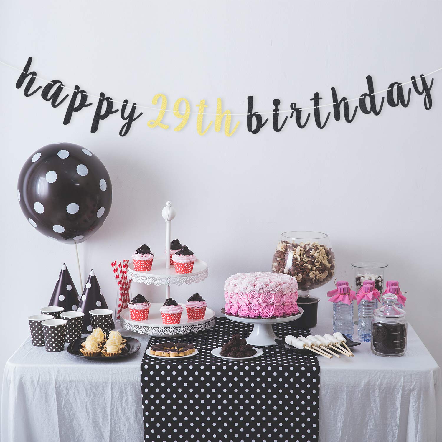 29th Birthday Party Decorations - Cheers to 29 Glitter Garland Banner & Backdrop Sign for Women, Men | Perfect for Birthday Photo Booth, Home Decor, Milestone Celebration
