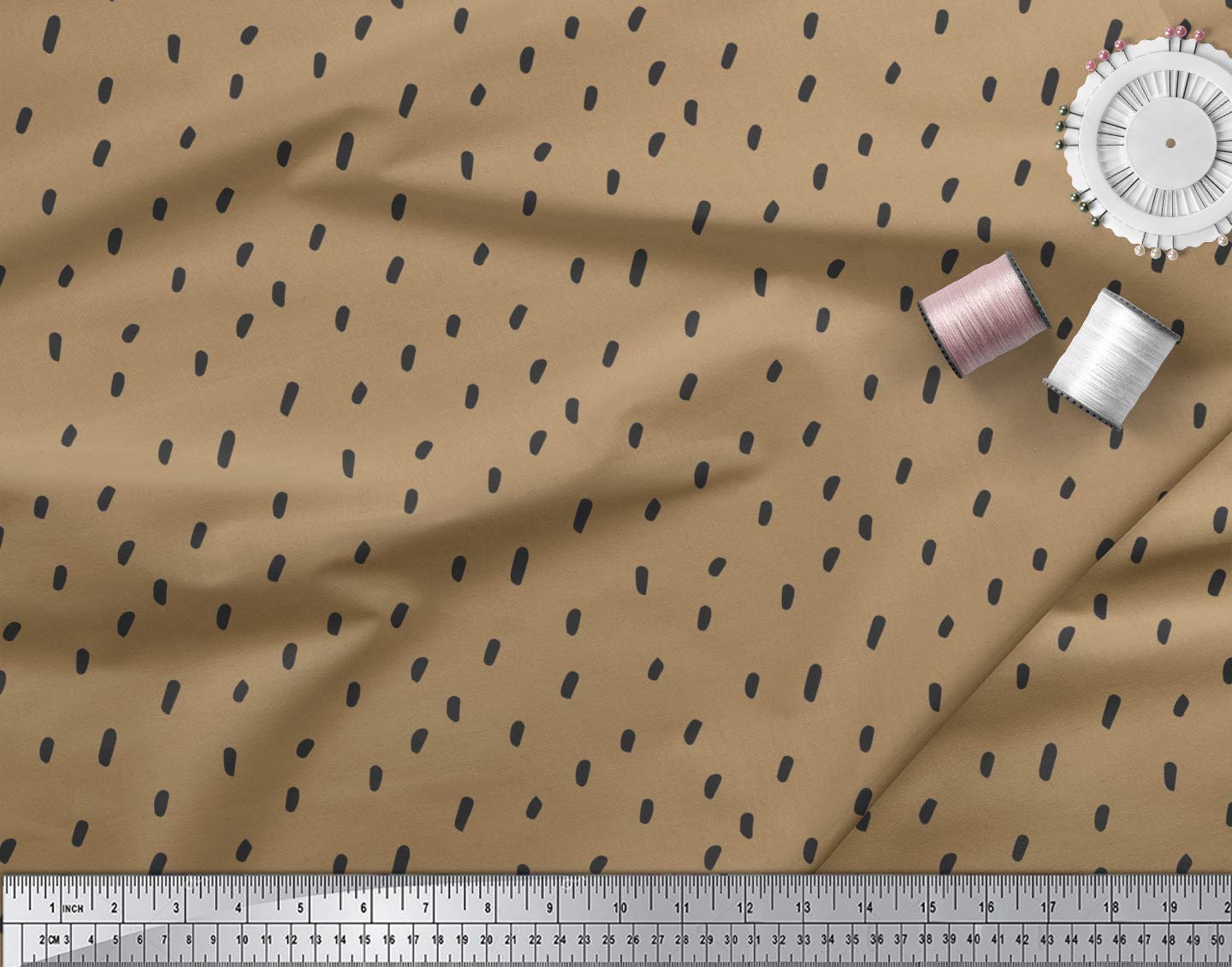 Soimoi Moss Georgette Brown Fabric by The Yard - 42 Inch Wide Brush Stroke Abstract Printed Textile for Dresses, Scarves & Home Decor - Artistic Flowy Fabric for DIY Fashion & Bohemian Decor Projects