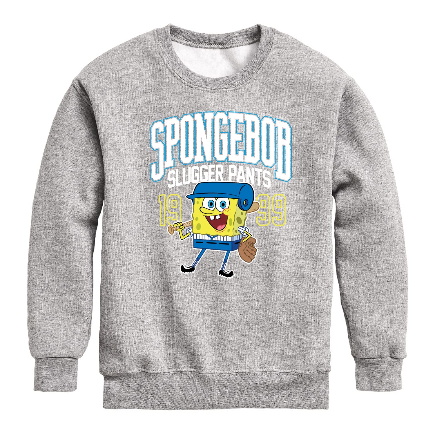 HYBRID APPAREL Spongebob Squarepants Slugger Pants Fleece Sweatshirt for Toddler & Youth - Soft Crewneck Pullover for Kids, Cartoon Character Clothing, Cozy Playwear for School & Outdoor Activities