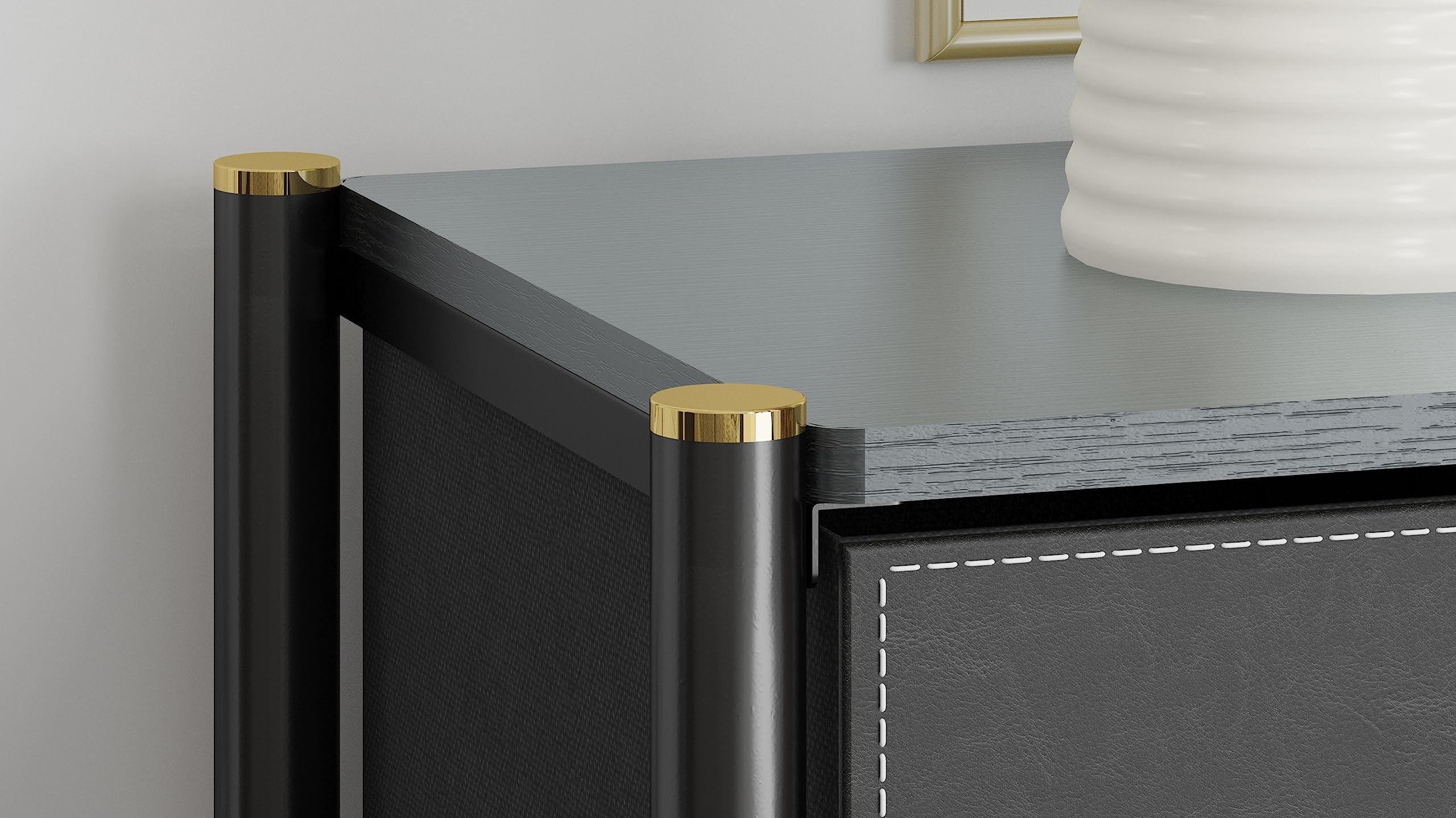 Black & Gold Dresser for Bedroom - 6 Drawer Chest of Drawers, Kids Dresser & Nursery Storage Furniture - Perfect for Baby Room, Child's Bedroom & Home Organization