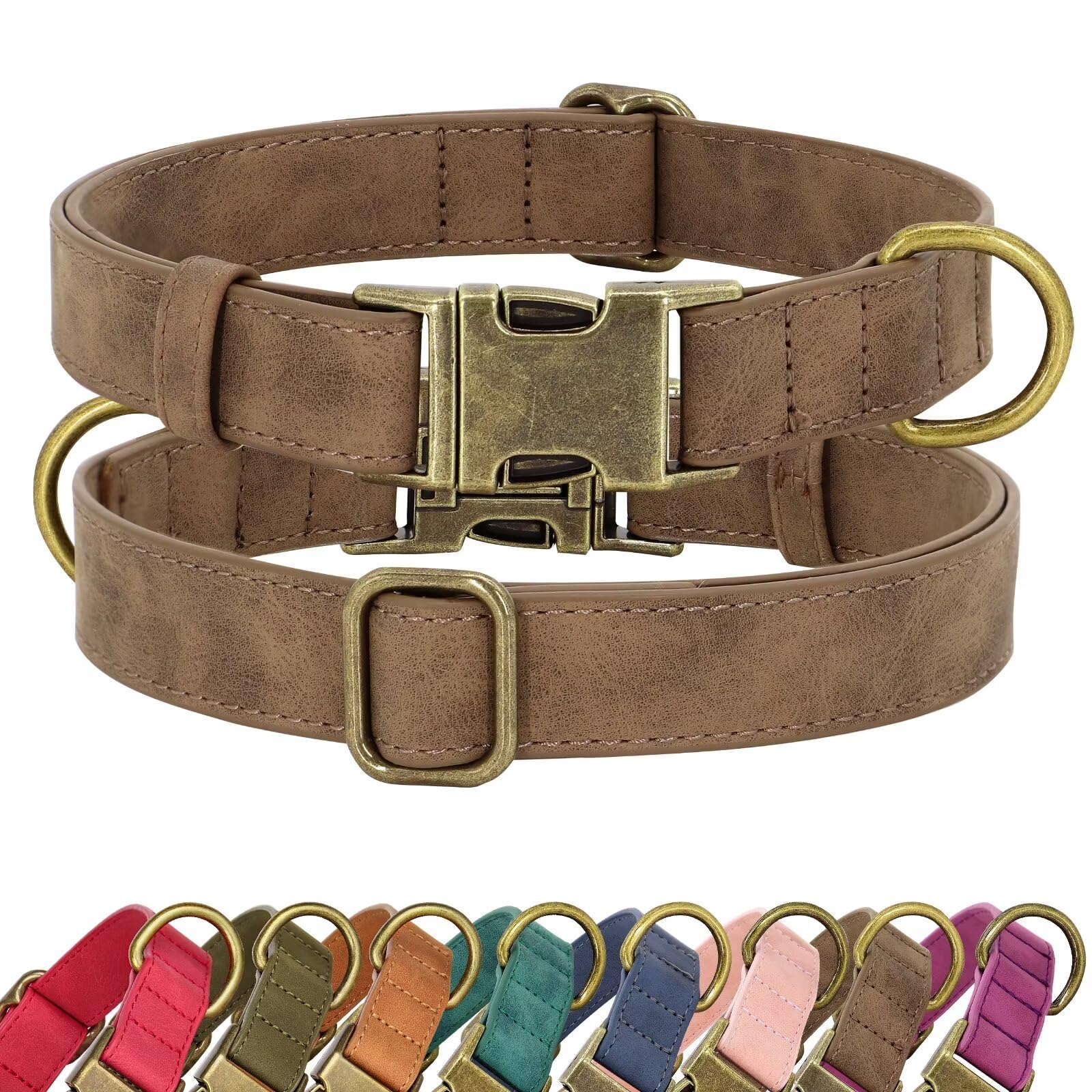Premium Soft Faux Leather Dog Collar - Heavy Duty Adjustable Pet Collar with Quick Release Metal Buckle for Small Medium Dogs (Brown, Size S) | Perfect for Daily Walks, Training & Outdoor Adventures