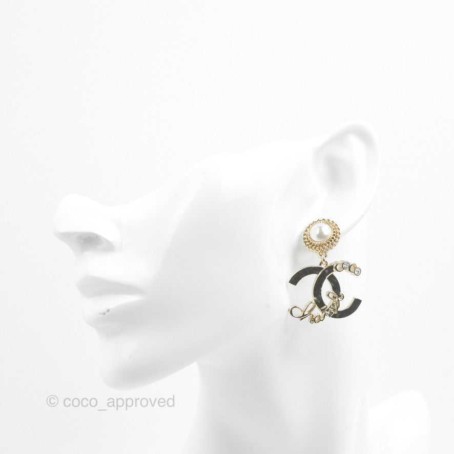 Chanel CC Coco Round Pearl Drop Earrings Gold Tone 22P - Luxury Fashion Jewelry for Women, Perfect for Parties, Weddings & Special Occasions