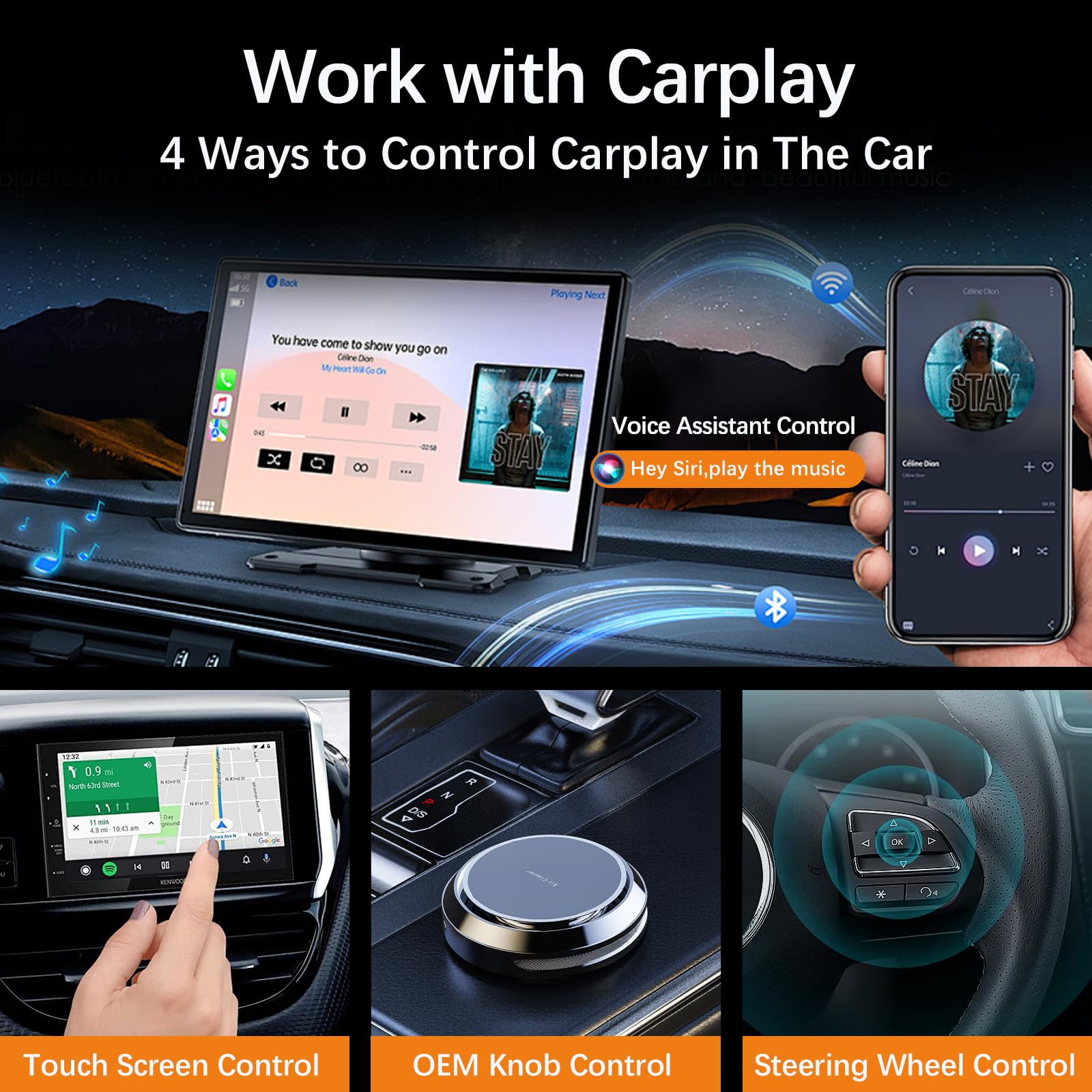 Wireless CarPlay Adapter for iPhone - Bluetooth 5.2 & WiFi 6 - USB Type A & Type C Compatible - Convert Wired CarPlay to Wireless - Perfect for Commuting, Road Trips & Hands-Free Driving