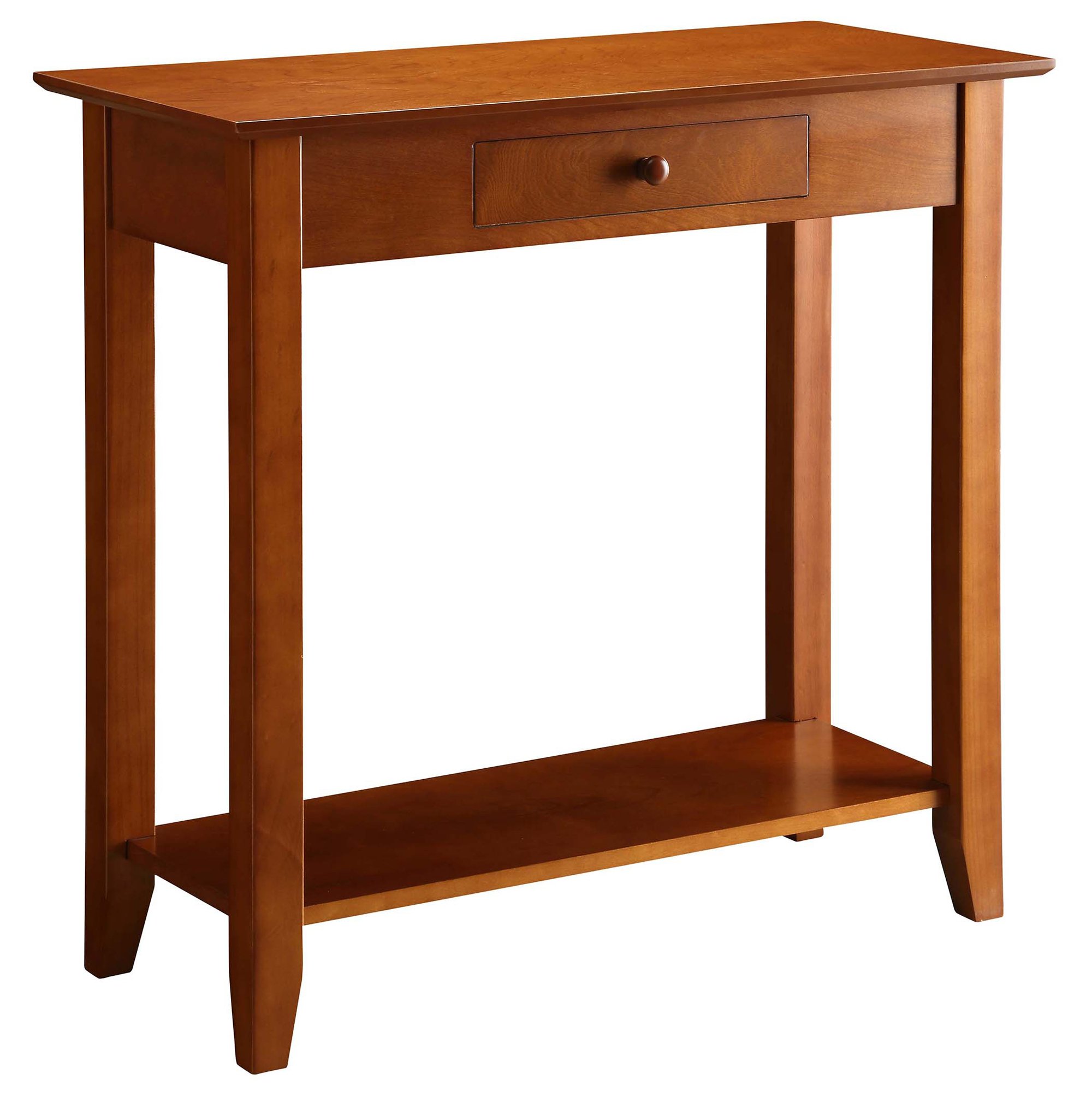 Convenience Concepts American Heritage 1-Drawer Hall Table with Shelf in Cherry Finish - Perfect for Entryway, Foyer & Small Space Organization