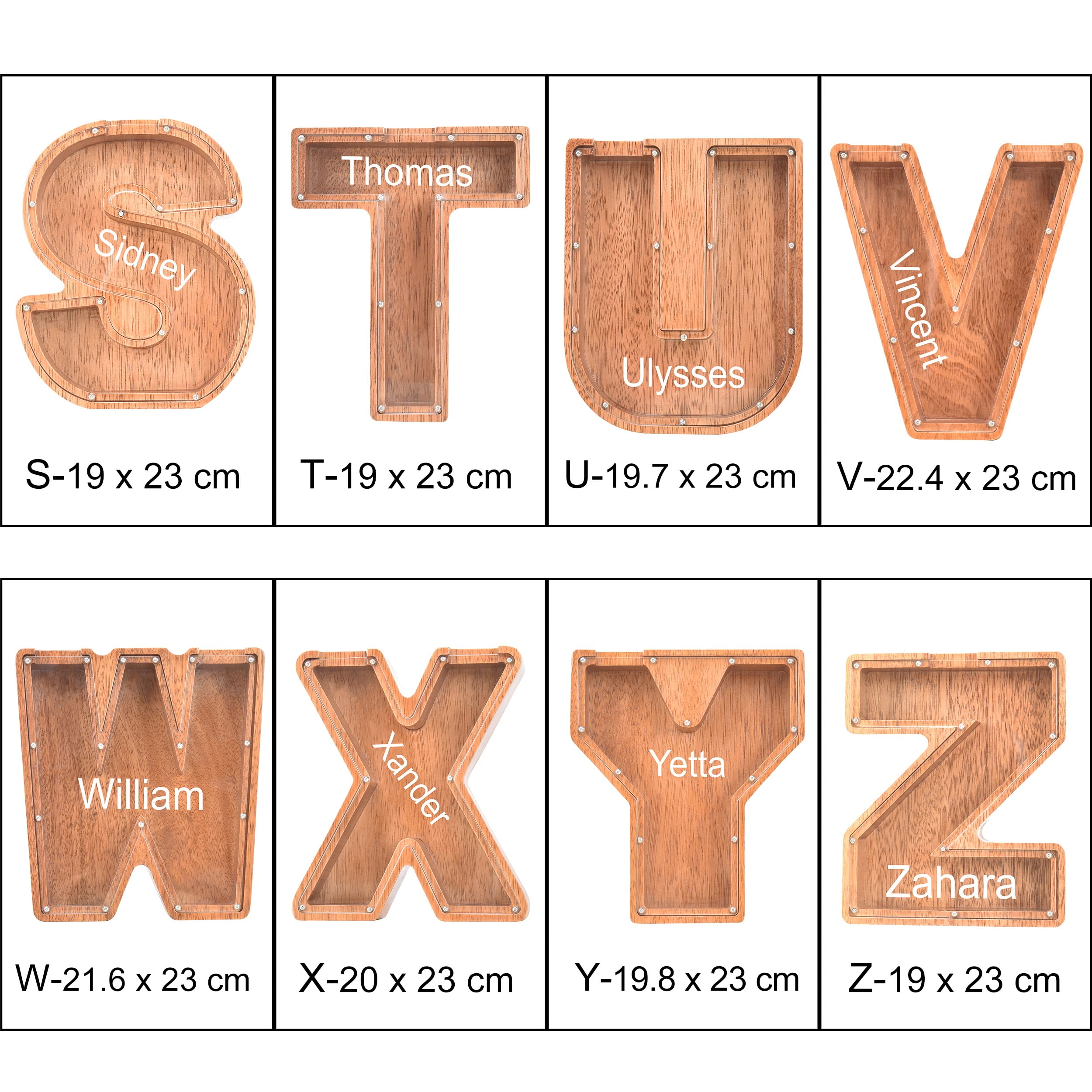 Personalized Wooden Piggy Bank with Letters - Custom Alphabet Coin Bank for Kids & Girls - Large Money Saving Box for Coins & Cash - Perfect for Birthday Gifts, Savings Education & Room Decor
