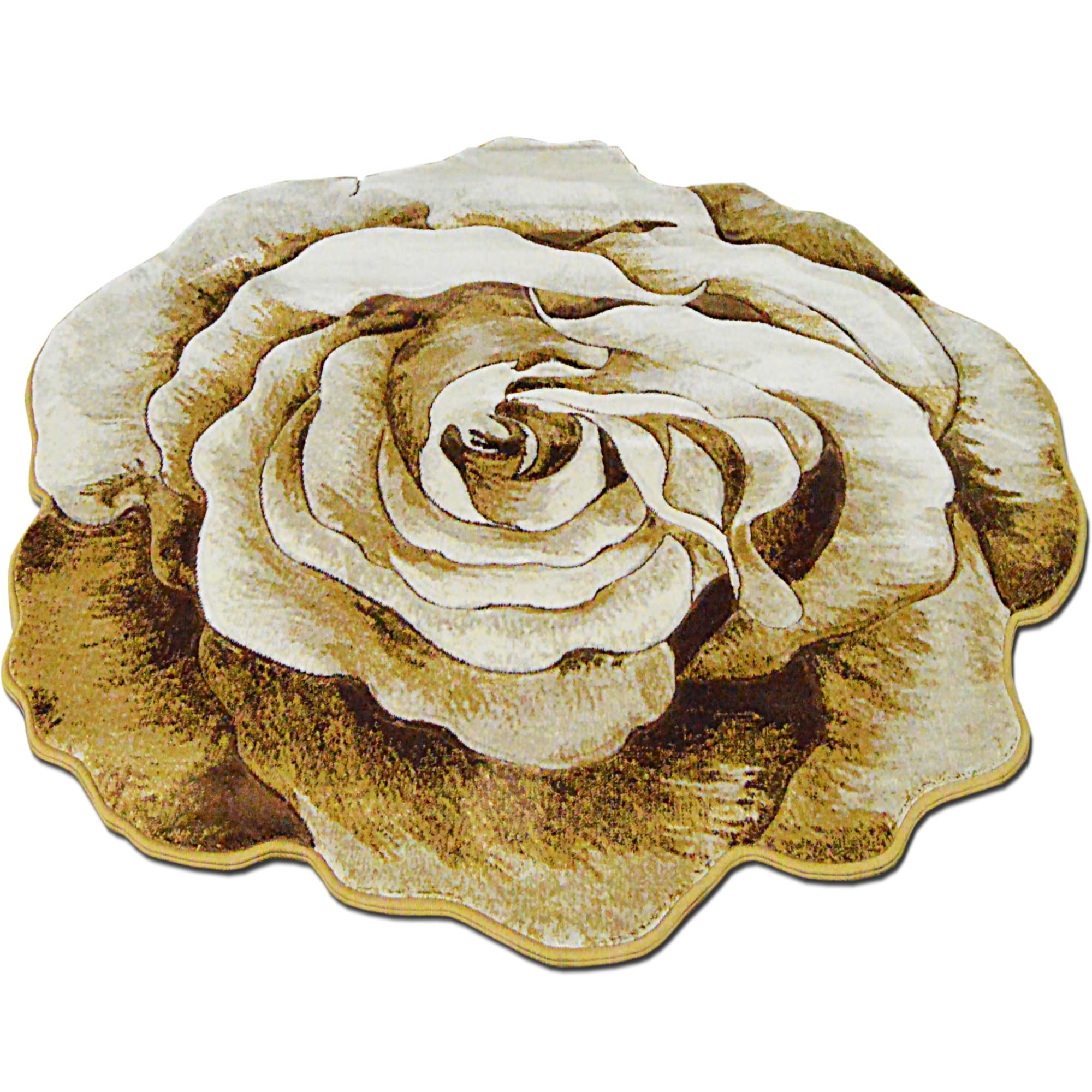 5ft Round Rose Area Rug - Plush Flower Shaped Carpet for Bedroom & Living Room | Soft Girly Circle Rug in Beige 304 | Perfect for Boho Decor, Nursery Floor & Cozy Home Accent