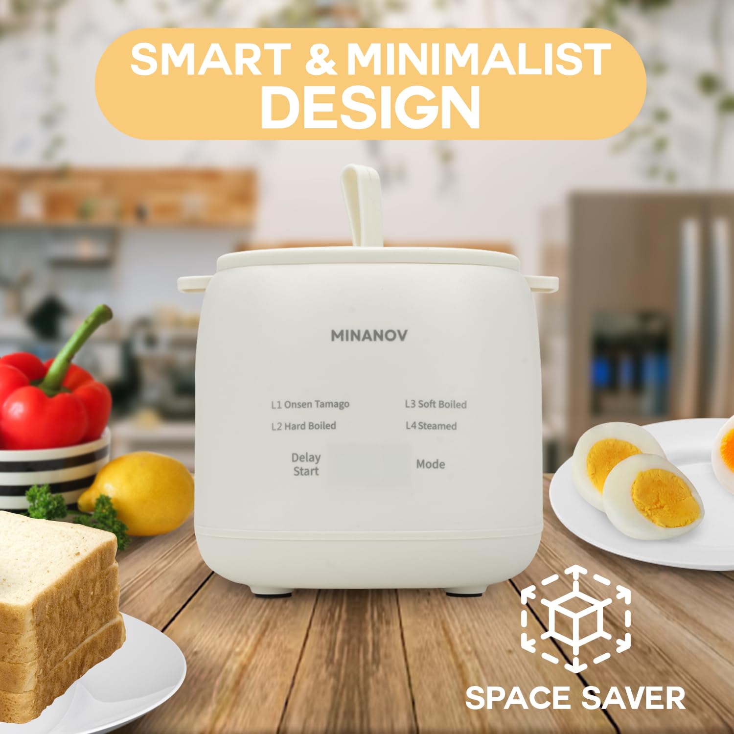 Electric Egg Cooker with Auto Shut Off - Smart Egg Maker Machine for Hard Boiled, Soft Boiled, Poached & Steamed Eggs - Perfect for Home Kitchen, RV, Camping & Dorm Use - Make Onsen Tamago & Healthy Breakfast Easily