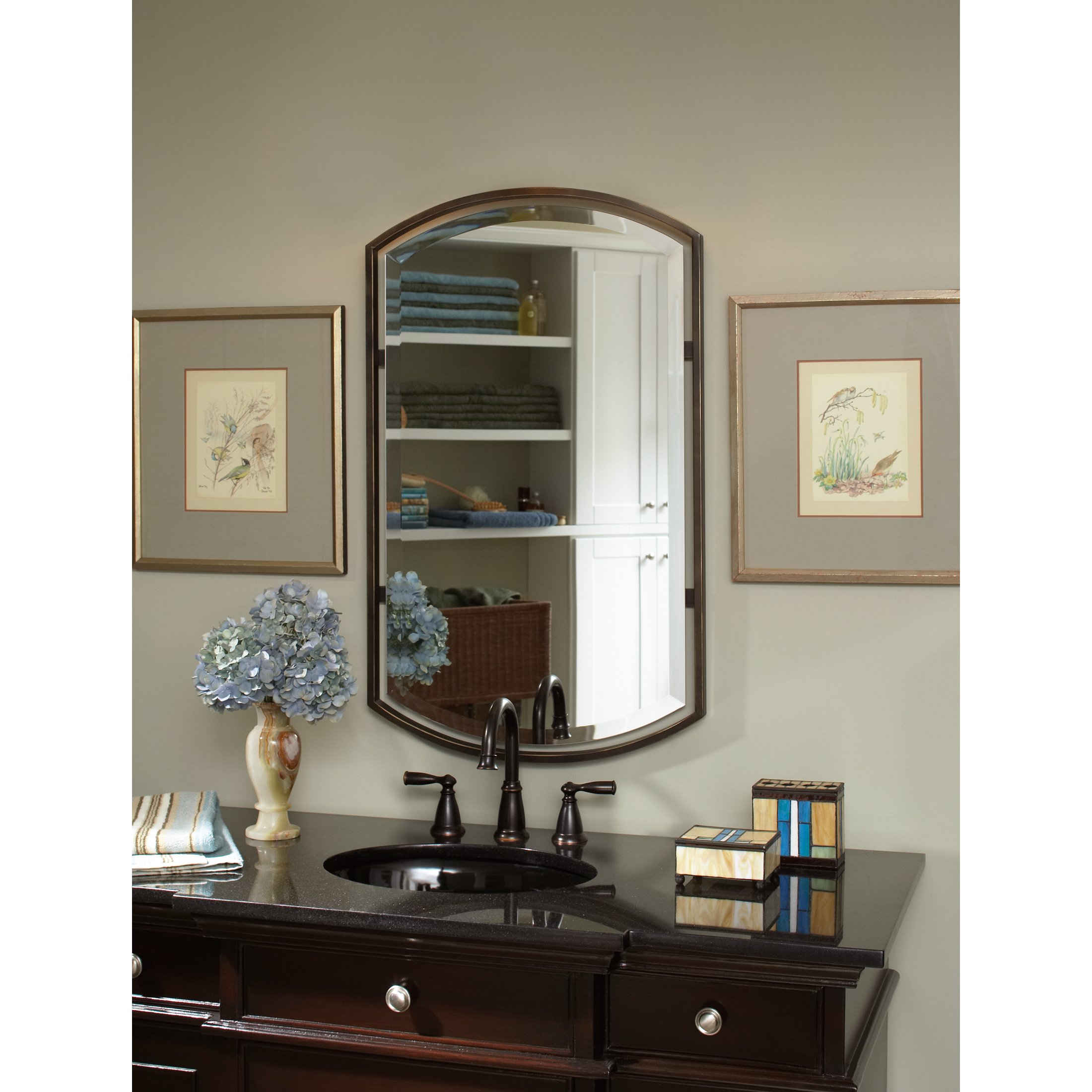 Quoizel QR1419PN Small Bronze Mirror Vanity Light - Perfect for Bathroom Makeup Vanity, Dressing Room, and Bedroom Decor