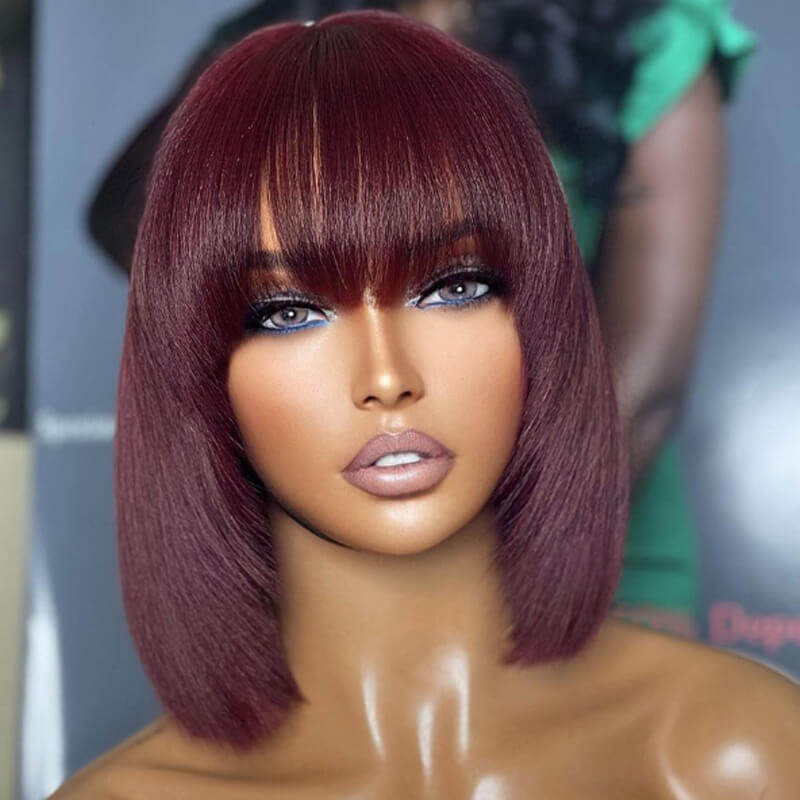 Buy 2 Human Hair Wigs for $169 - Layered Cut Straight 4x4 Lace Wig + Free Colored Straight 4x4 Bob Wig | Perfect for Daily Wear, Cosplay & Special Occasions