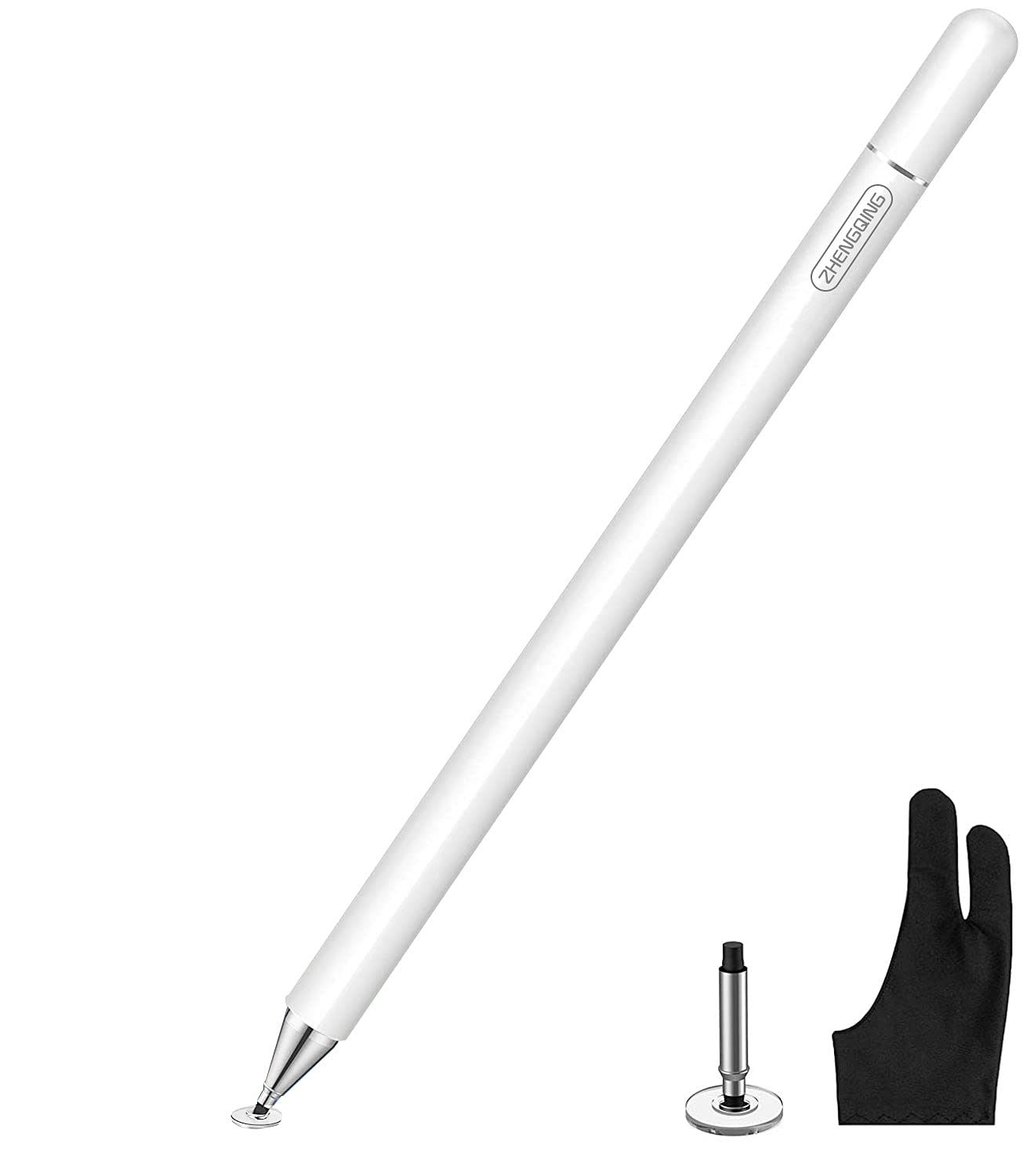 Apple Pencil Alternative - Stylus Pen for iPad Pro/Air/Mini (8th/7th/6th Gen), iPhone, Android & Microsoft Surface - Premium Capacitive Touch Screen Pen with Palm Rejection & Artist Glove - Perfect for Drawing, Note-Taking & Digital Art (White)