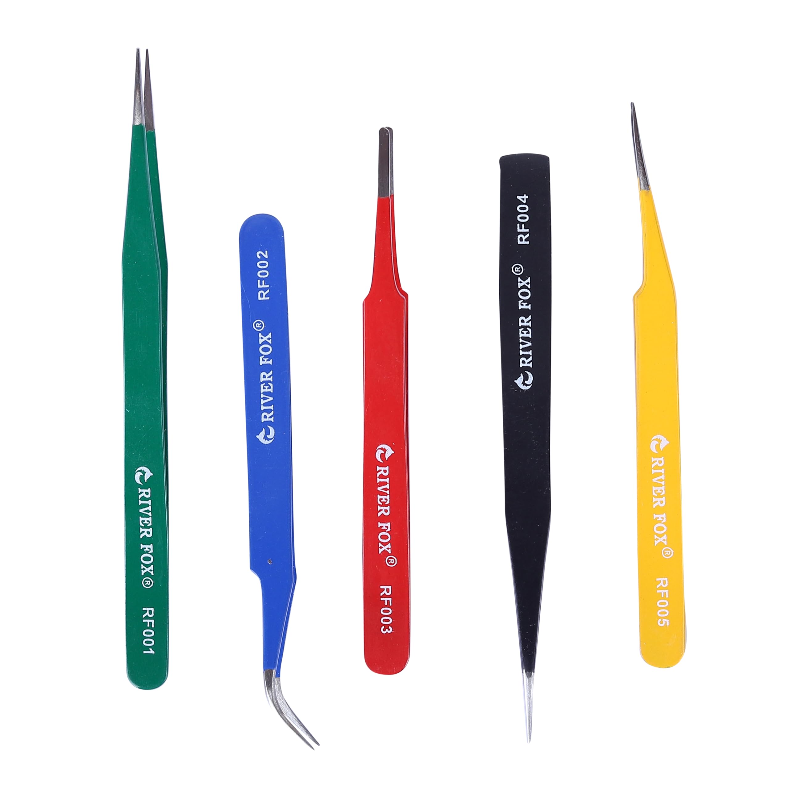 Professional Eyebrow Tweezers Set - High Precision Stainless Steel Tweezers for Facial Hair, Splinter & Ingrown Hair Removal | Electronic Repair Tool | 5-Piece Multi-Color Beauty Kit for Daily Grooming & Makeup
