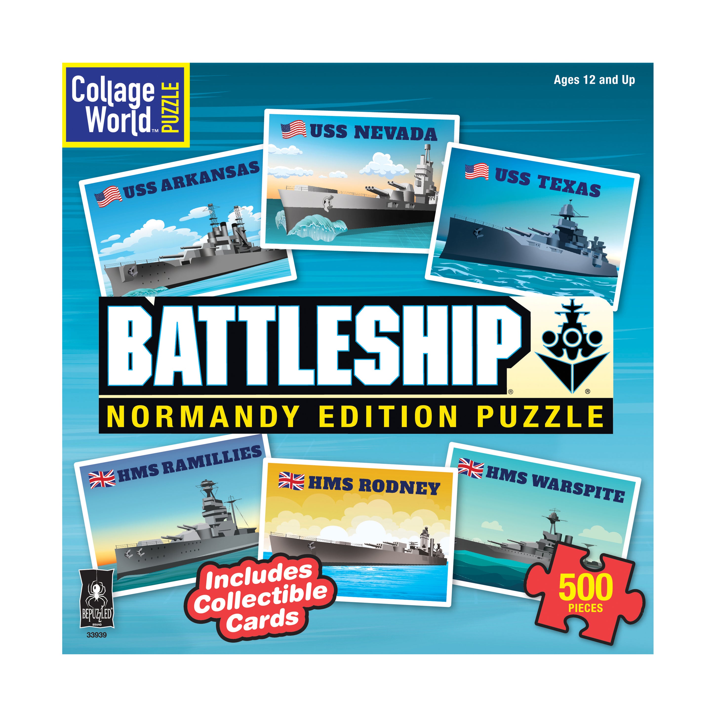 Collage World Battleship Normandy Edition 500-Piece Jigsaw Puzzle - Perfect for History Buffs & Puzzle Enthusiasts