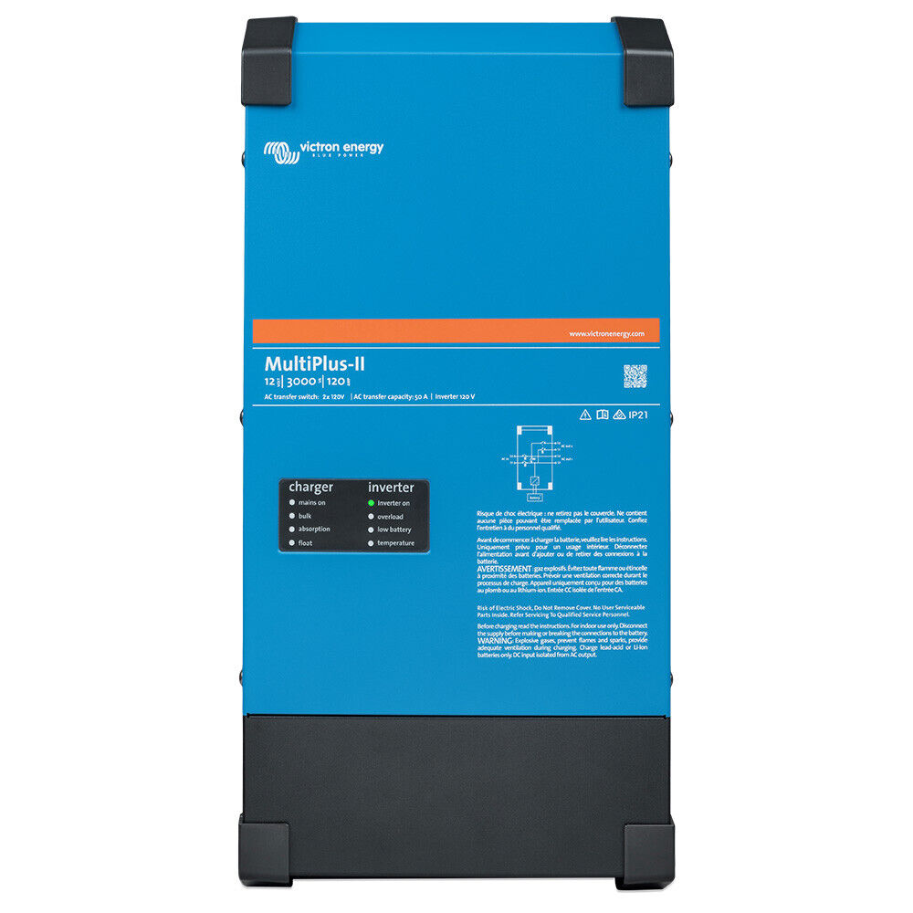 Victron Energy MultiPlus II 12V 3000W 120V Pure Sine Wave Inverter/Charger - UL Certified (PMP122305102) for RVs, Boats & Off-Grid Solar Power Systems