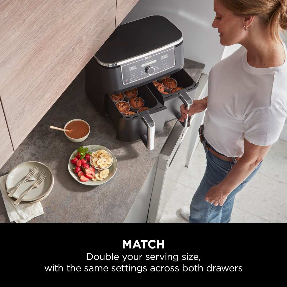 Ninja Foodi Max XXXL Dual Zone Air Fryer - 10-in-1 Multi-Cooker with 2 Independent Baskets, 6.5QT Capacity - Perfect for Family Dinners, Meal Prep & Healthy Cooking