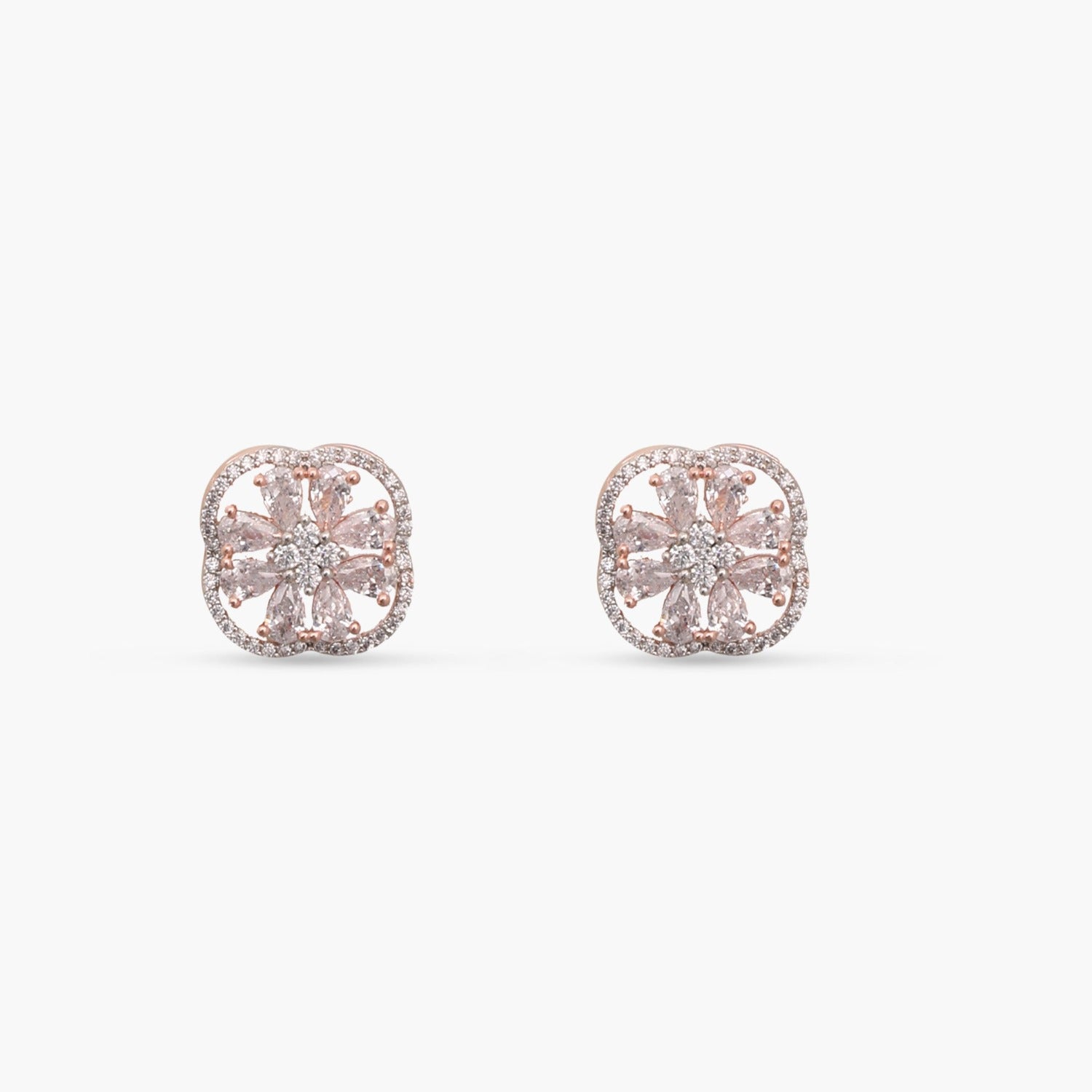 Elegant Petal CZ Stud Earrings for Women – Hypoallergenic Cubic Zirconia Flower Earrings – Perfect for Weddings, Parties & Everyday Wear